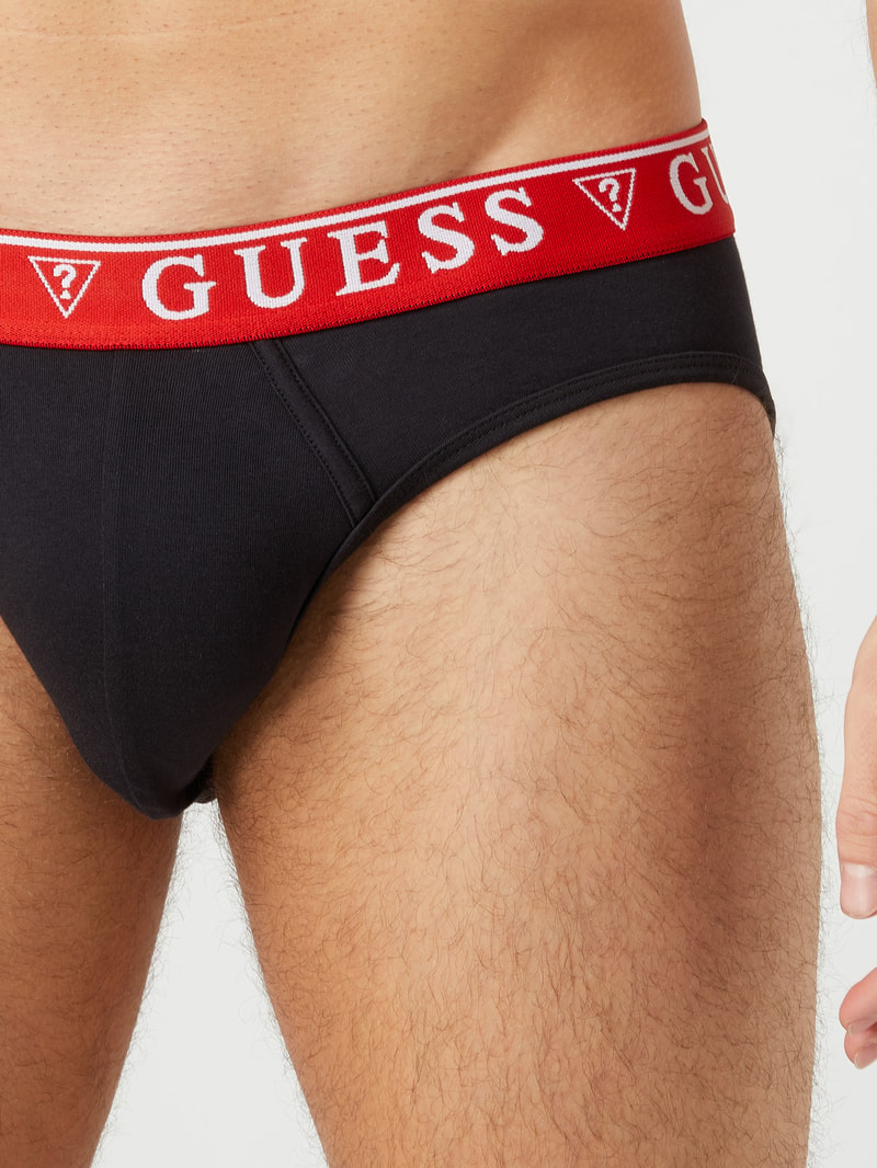 Slip mit elastischem Logo-Bund im 3er-Pack in schwarz