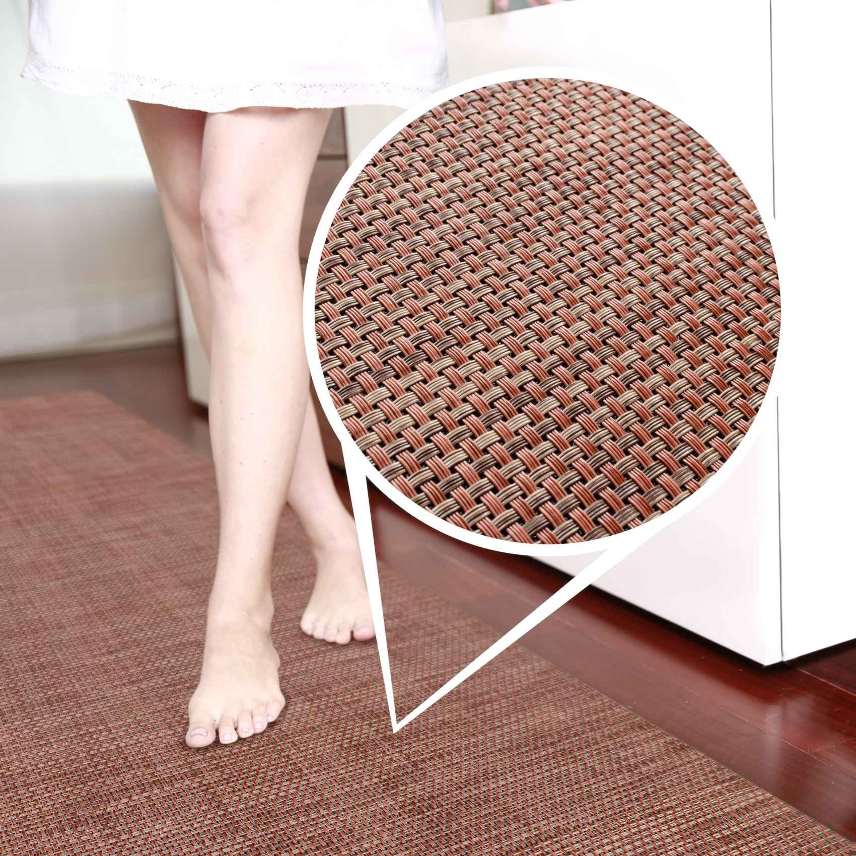 Küchenläufer Outdoorläufer Teppich Läufermatte TATAMI Rattan Robust Wasserabweisen, ANRO, Rechteckig, Höhe: 3 mm, Rattanoptik
