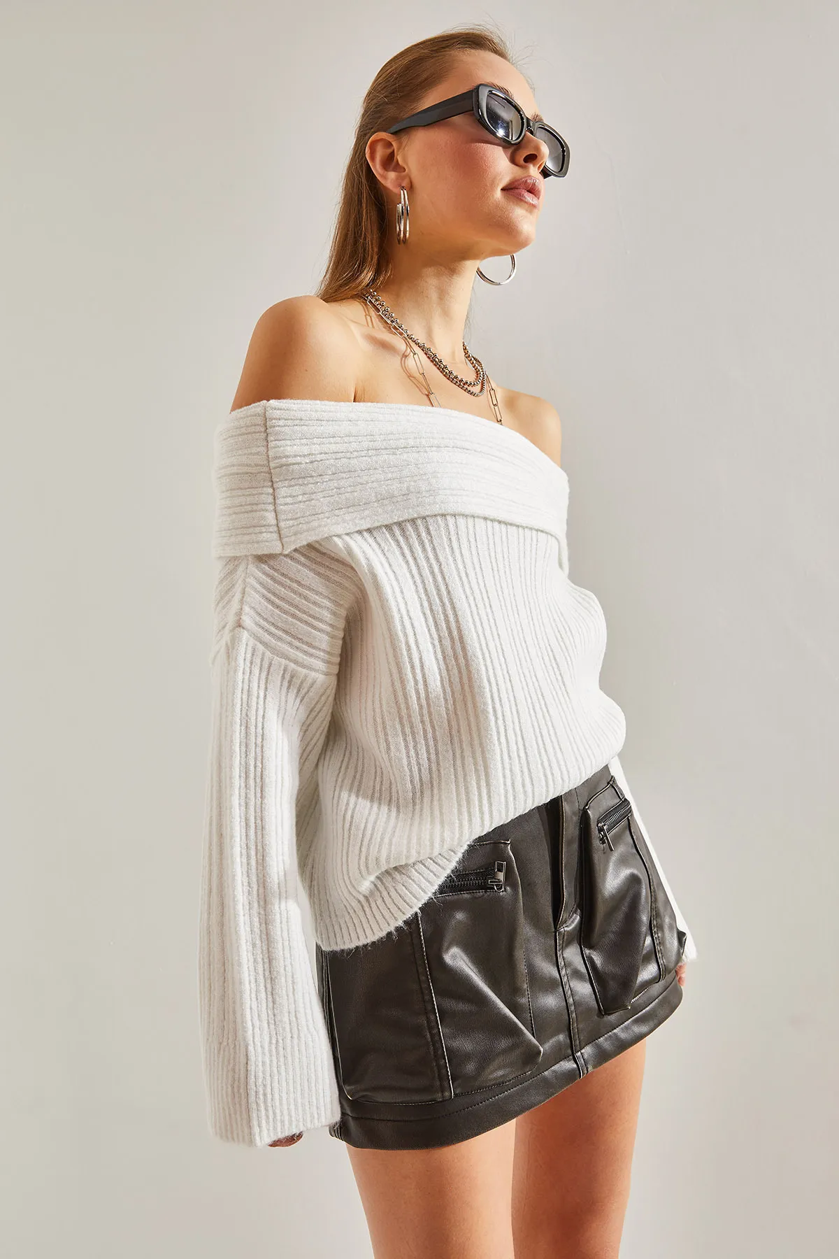 Bianco Lucci  Damenpullover mit Rüschenkragen
