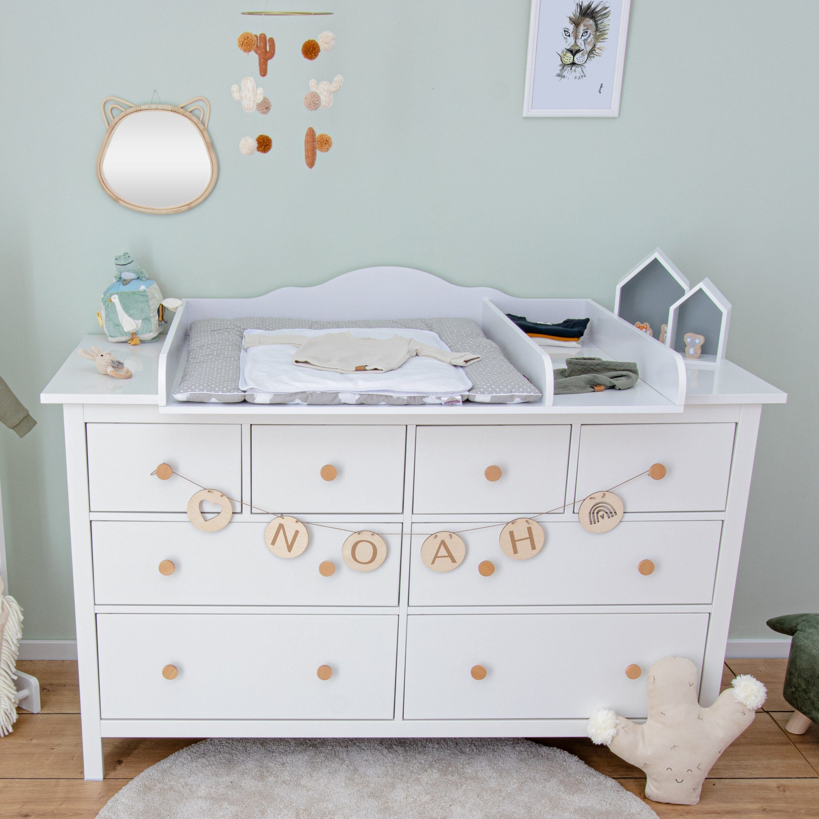Puckdaddy GmbH Wickelaufsatz Noah (159,5x80x15cm) für IKEA Hemnes Kommoden