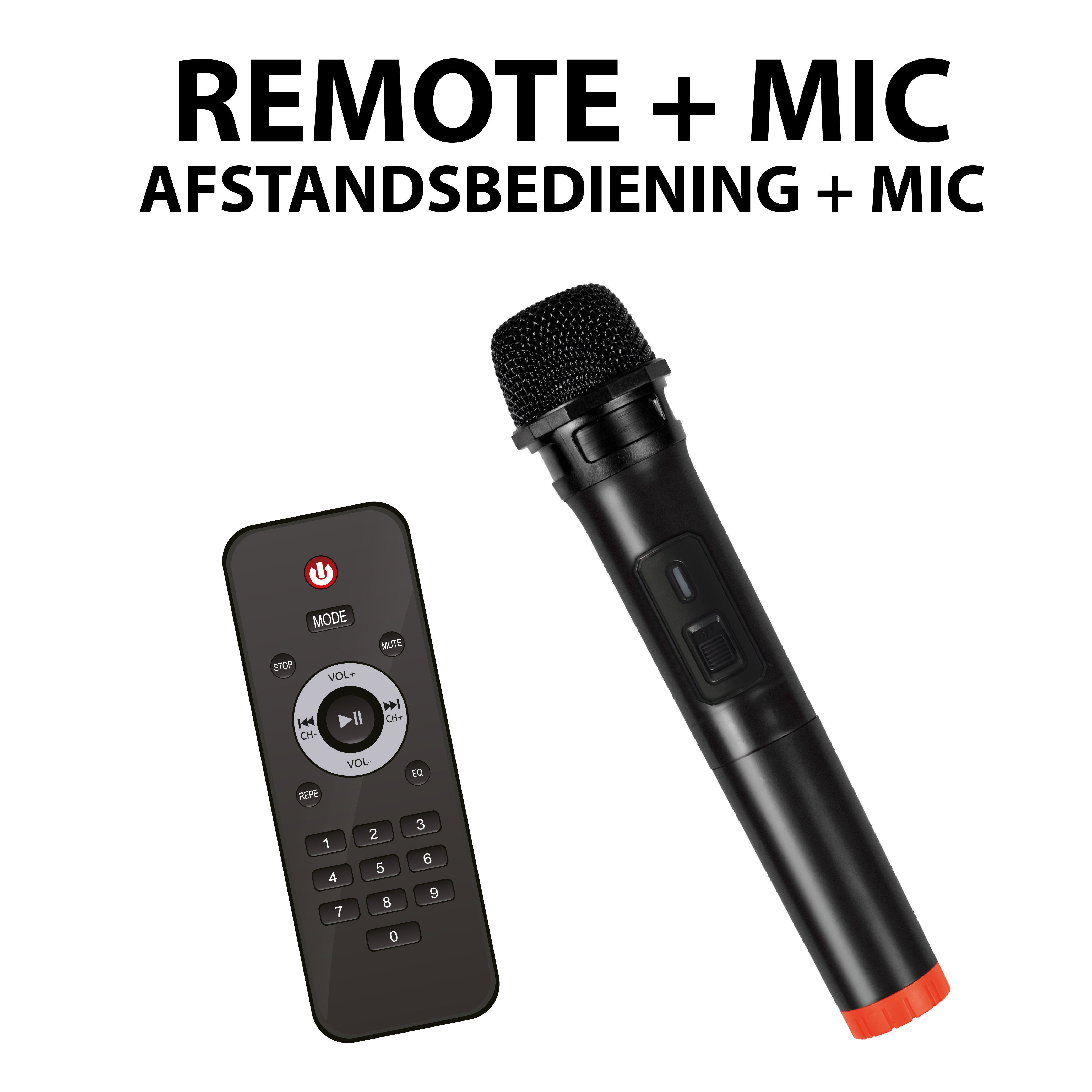 N-GEAR Let's Go Party 5150 Black Bluetooth-Lautsprecher (inklusive Fernbedienung, Drahtloses Mikrofon im Lieferumfang enthalten)