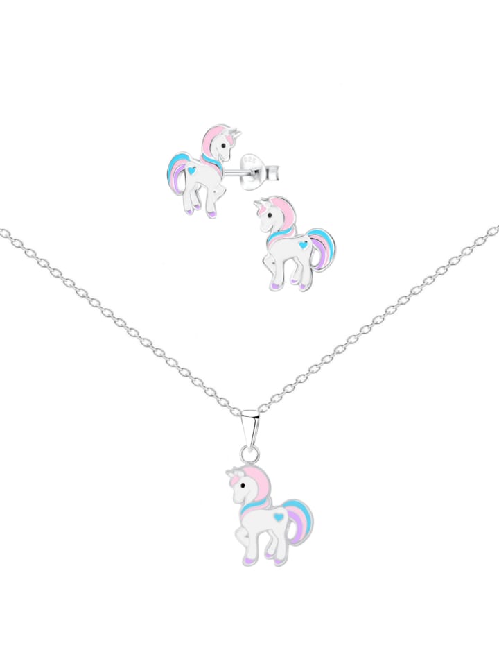 Alexander York Kinderschmuck-Set EINHORN HERZ hellrosa in 925 Sterling Silber, 4-tlg. günstig kaufen onesize