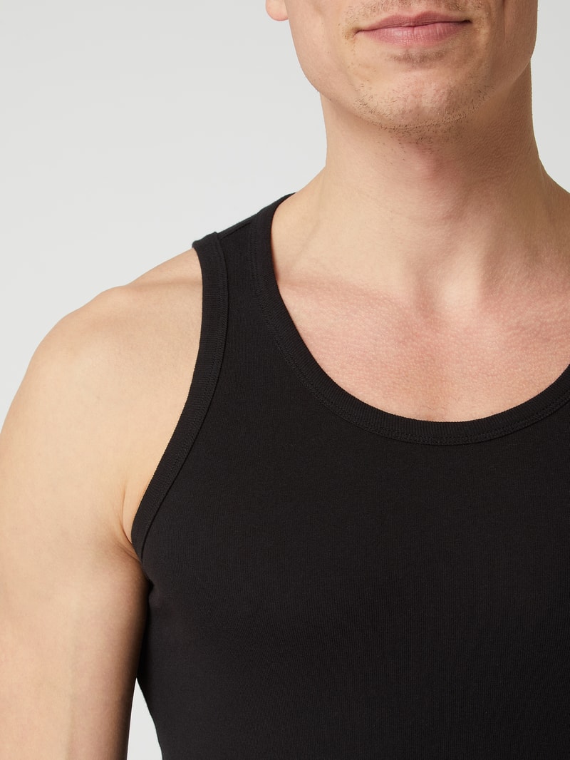 Regular Fit Tanktop aus Baumwolle im 2er-Pack in schwarz