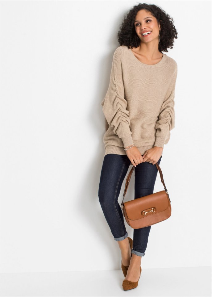 Pullover mit gerafften Ärmeln