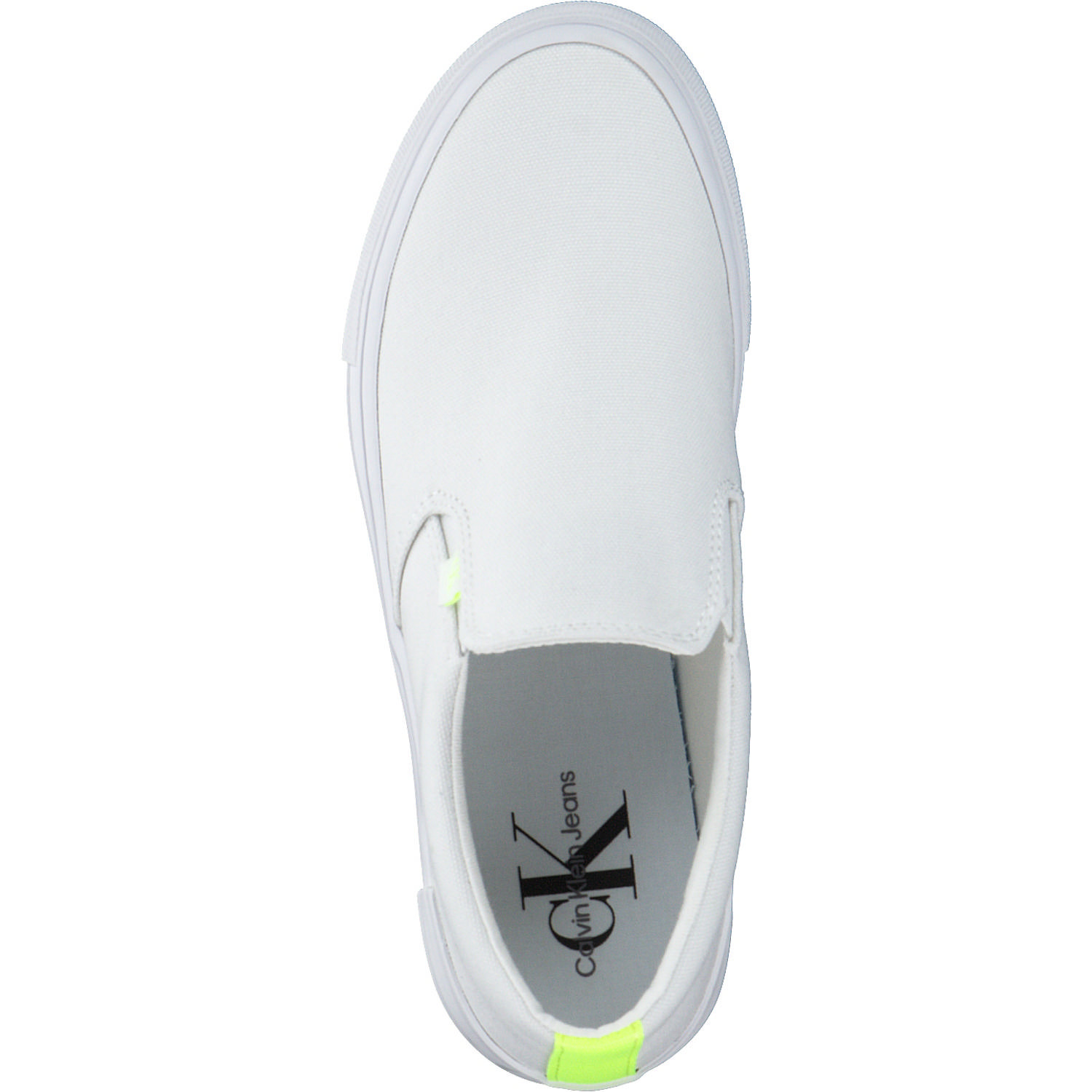 Calvin Klein YW0YW00905, Slipper, Damen, White/ Saftey Yellow