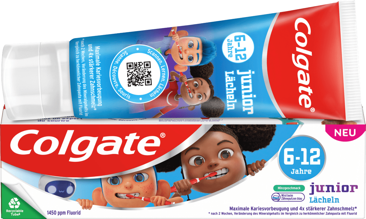 Zahnpasta Kinder, Junior Lächeln 6 bis 12 Jahre, 75 ml