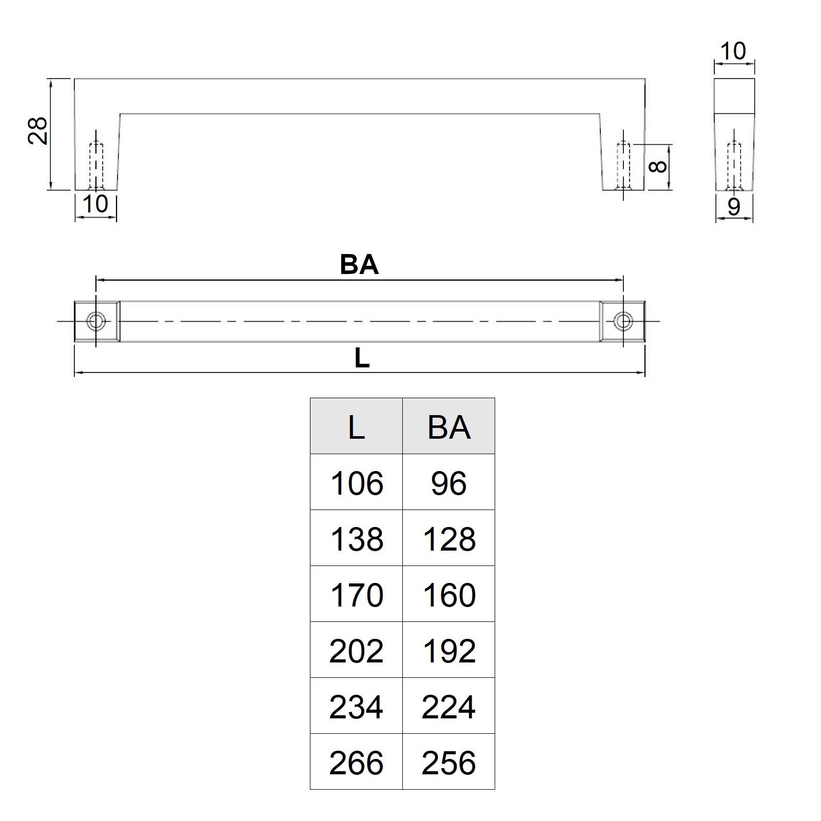 SO-TECH® Möbelgriff Bügelgriff BLACKLINE I schwarz matt, Schrankgriff aus Aluminium (1-St), Bohrlochabstand (BA) 96 mm, inkl. M4 Befestigungsschrauben