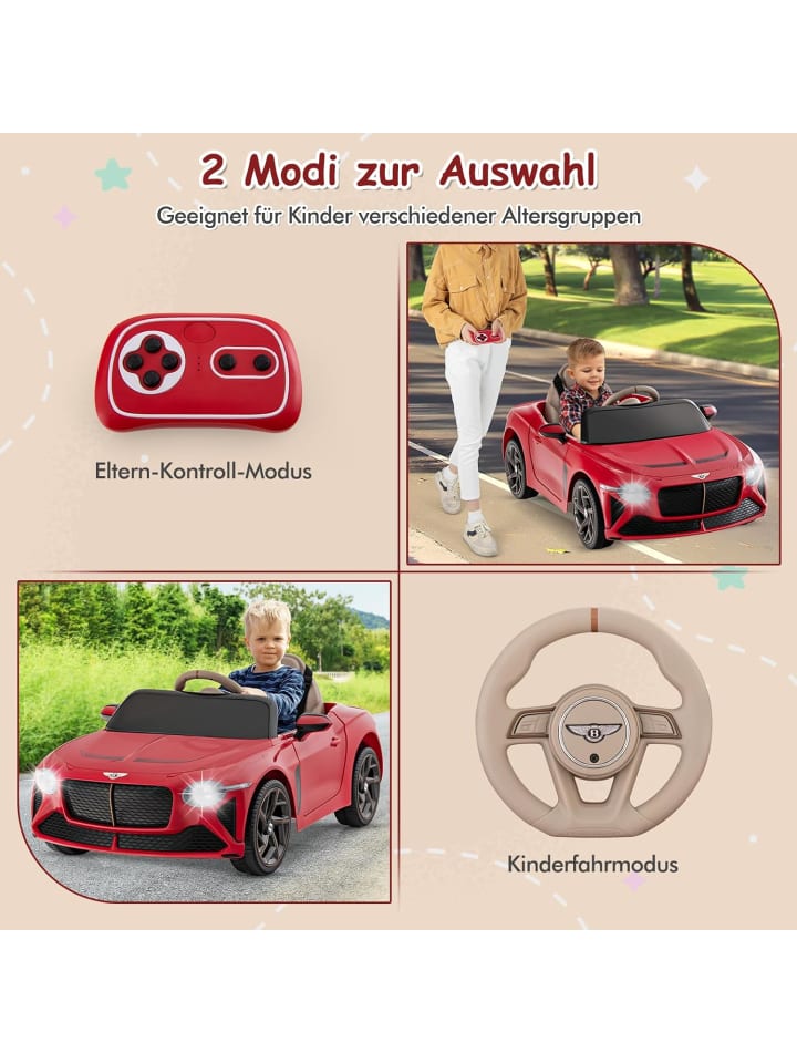COSTWAY 12V Bentley Elektroauto ab 3 Jahren in Rot günstig kaufen onesize