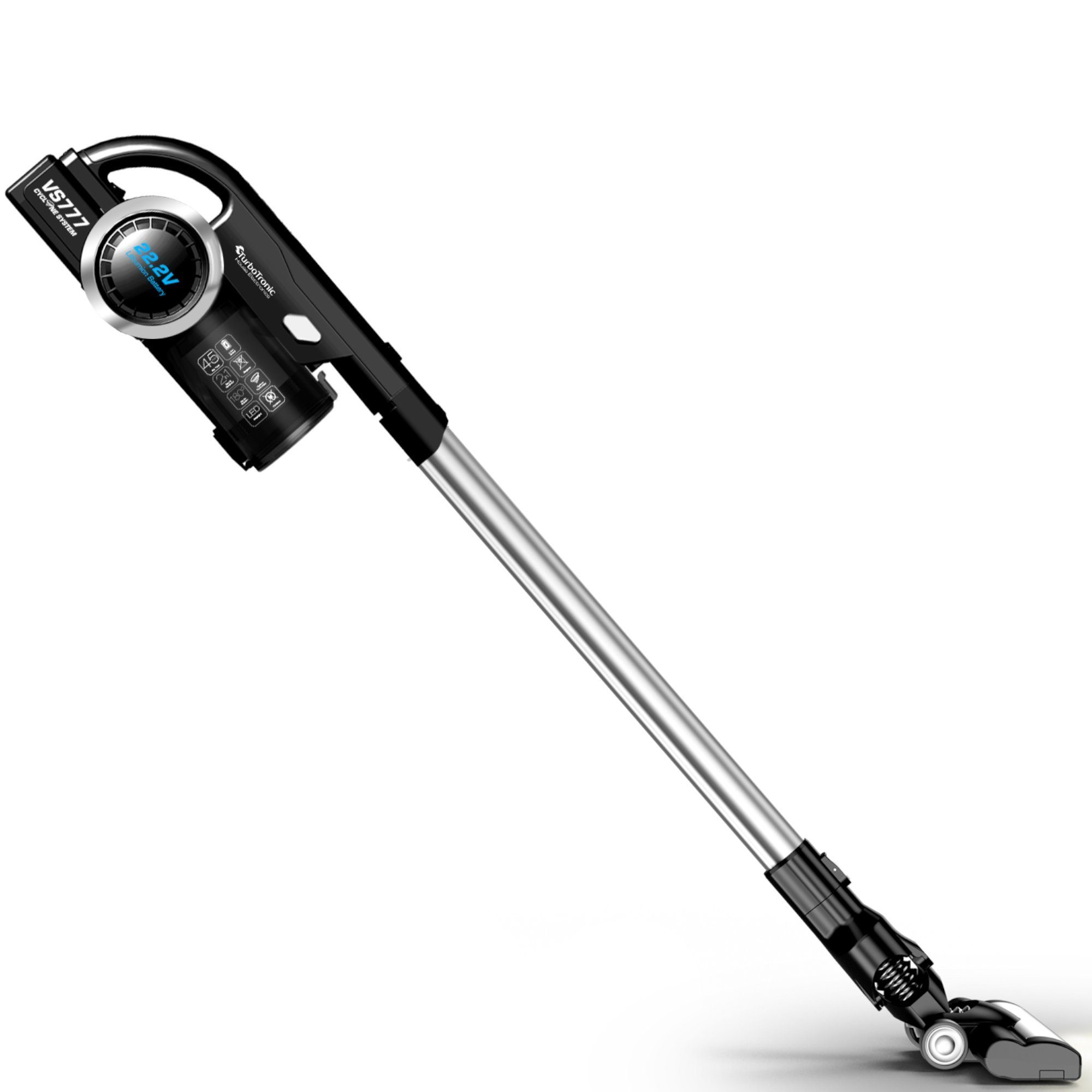 TurboTronic by Z-Line Akku-Hand-und Stielstaubsauger 8 kpa, 45 Min. Laufzeit, ultra-Leichtgewicht Boden Staubsauger, 120 W, beutellos, kabelloser Handsauger mit Wandhalterung