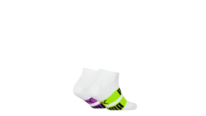 PUMA Kinder Sneaker Socken Logostripes 2er Pack white / lime / purple