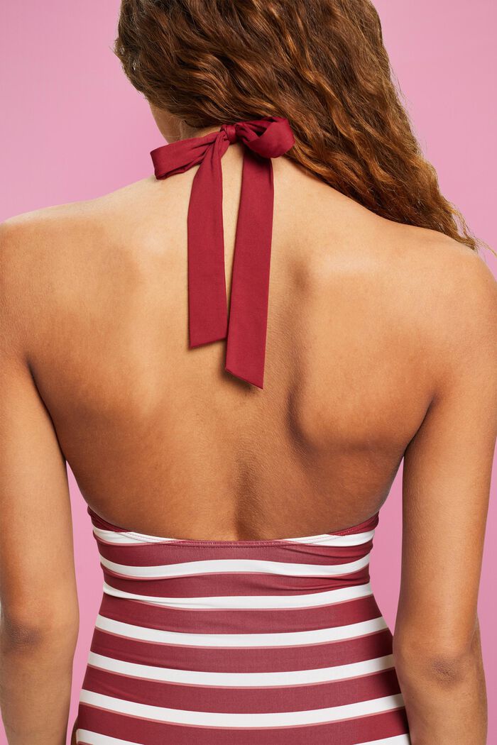 Neckholder-Badeanzug im Streifen-Look
