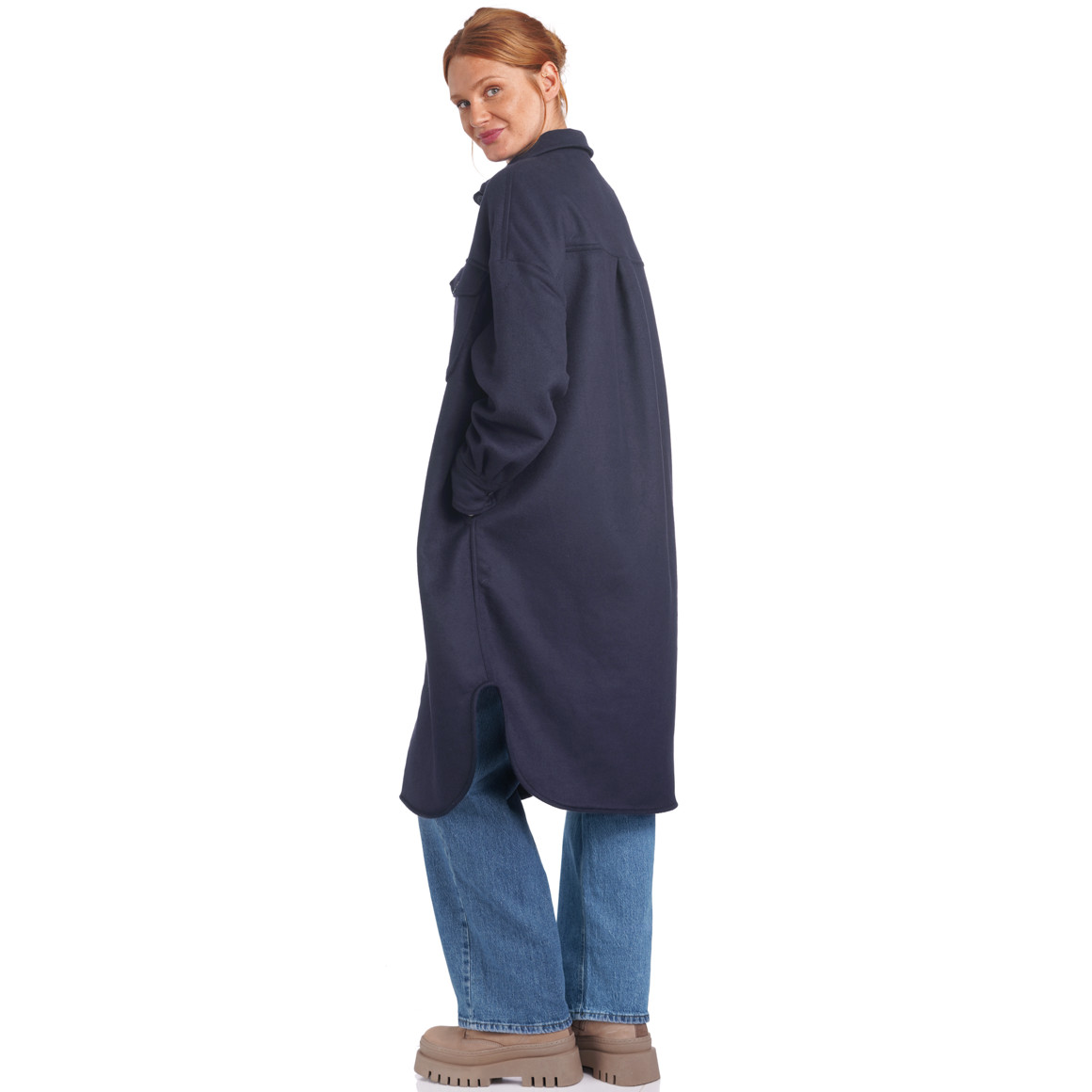 Damen Hemdjacke lang geschnitten