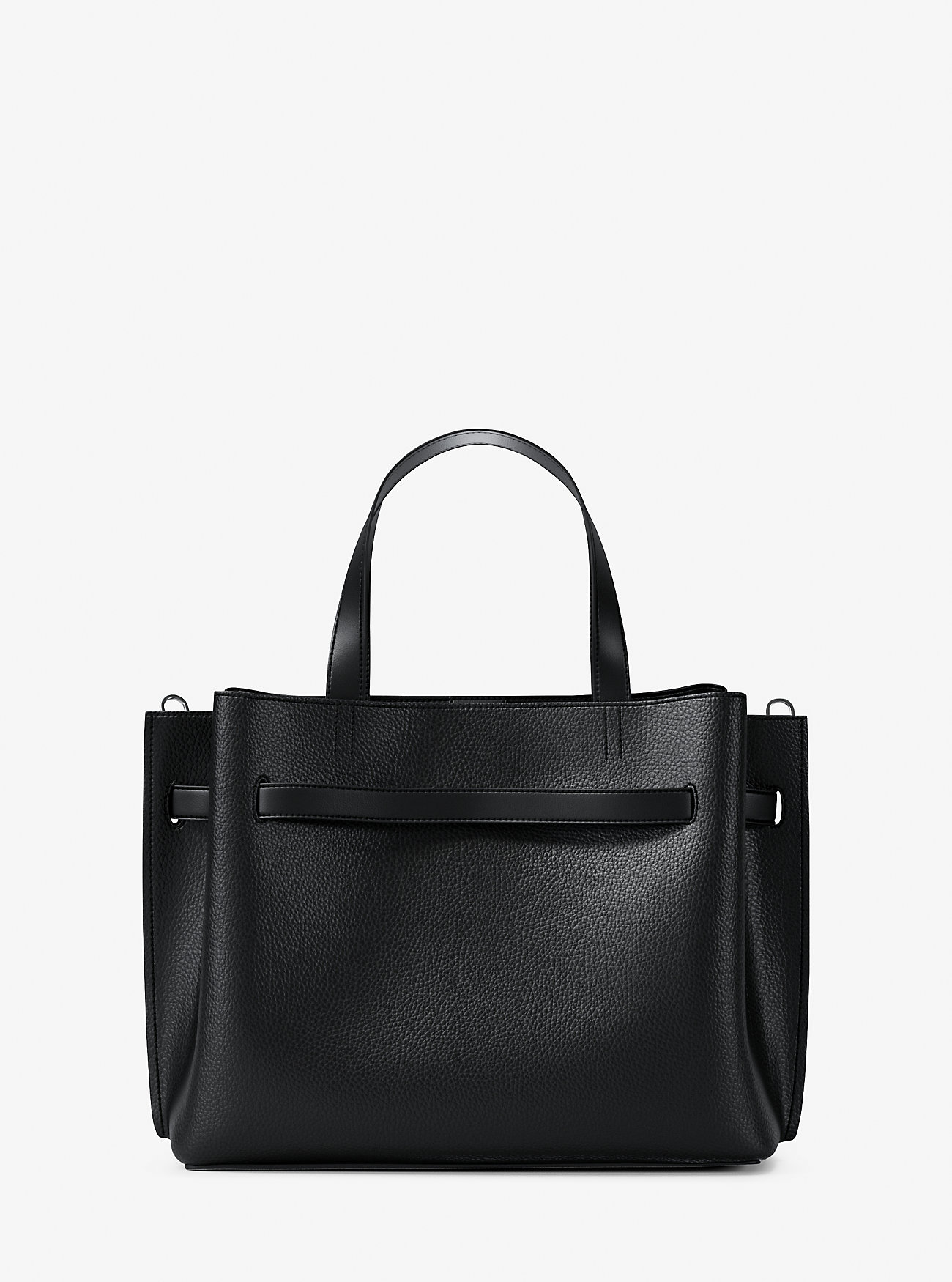 Emilia Medium Pebbled Leather Satchel - BLACK