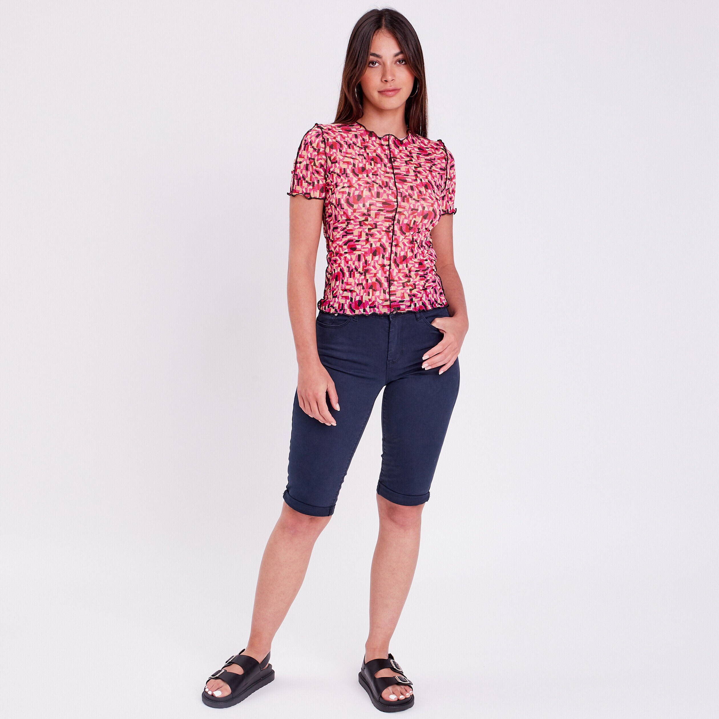 T-shirt semi-transparent rose femme | Cache Cache