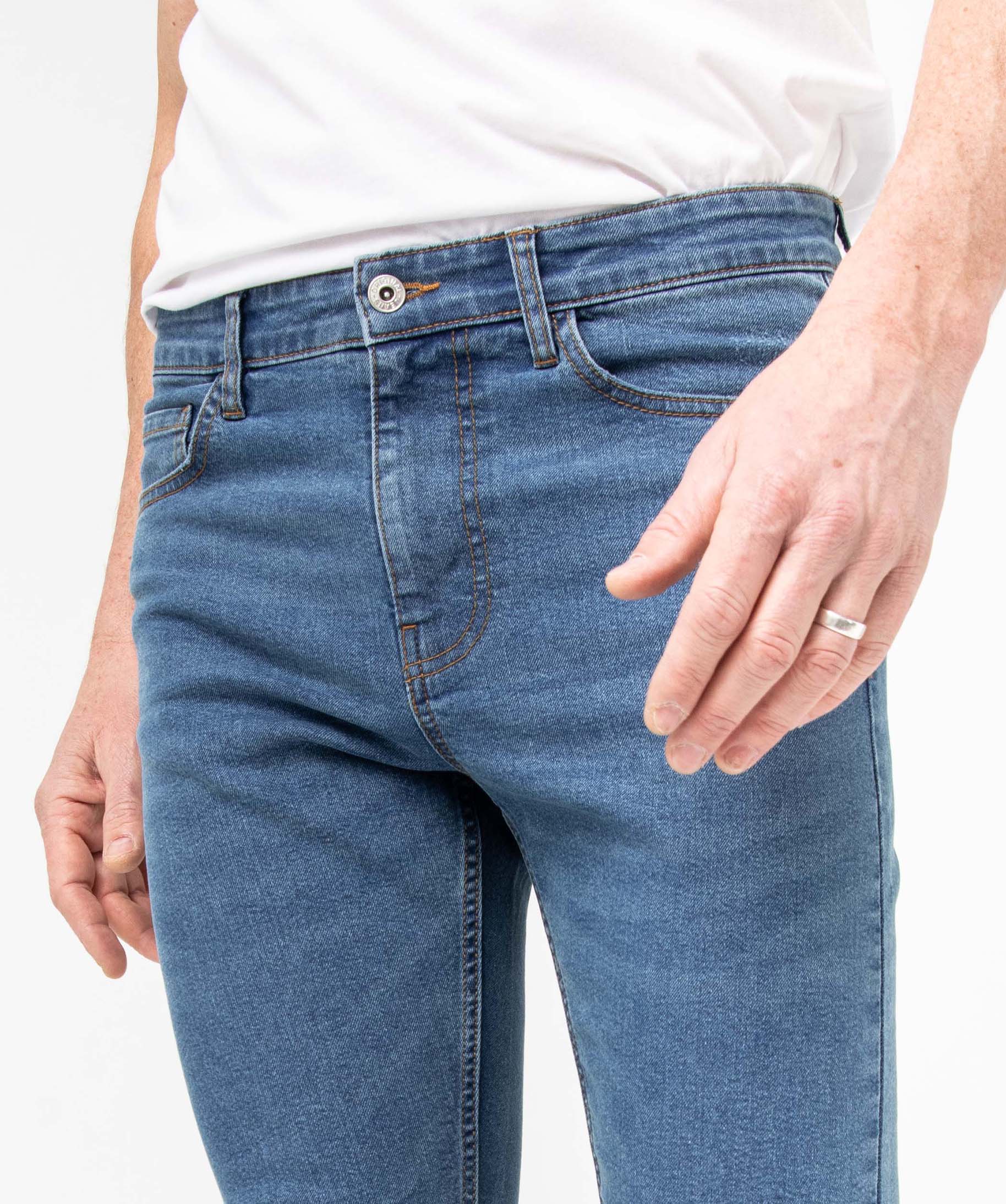Jean homme skinny taille haute en coton stretch stone | GEMO