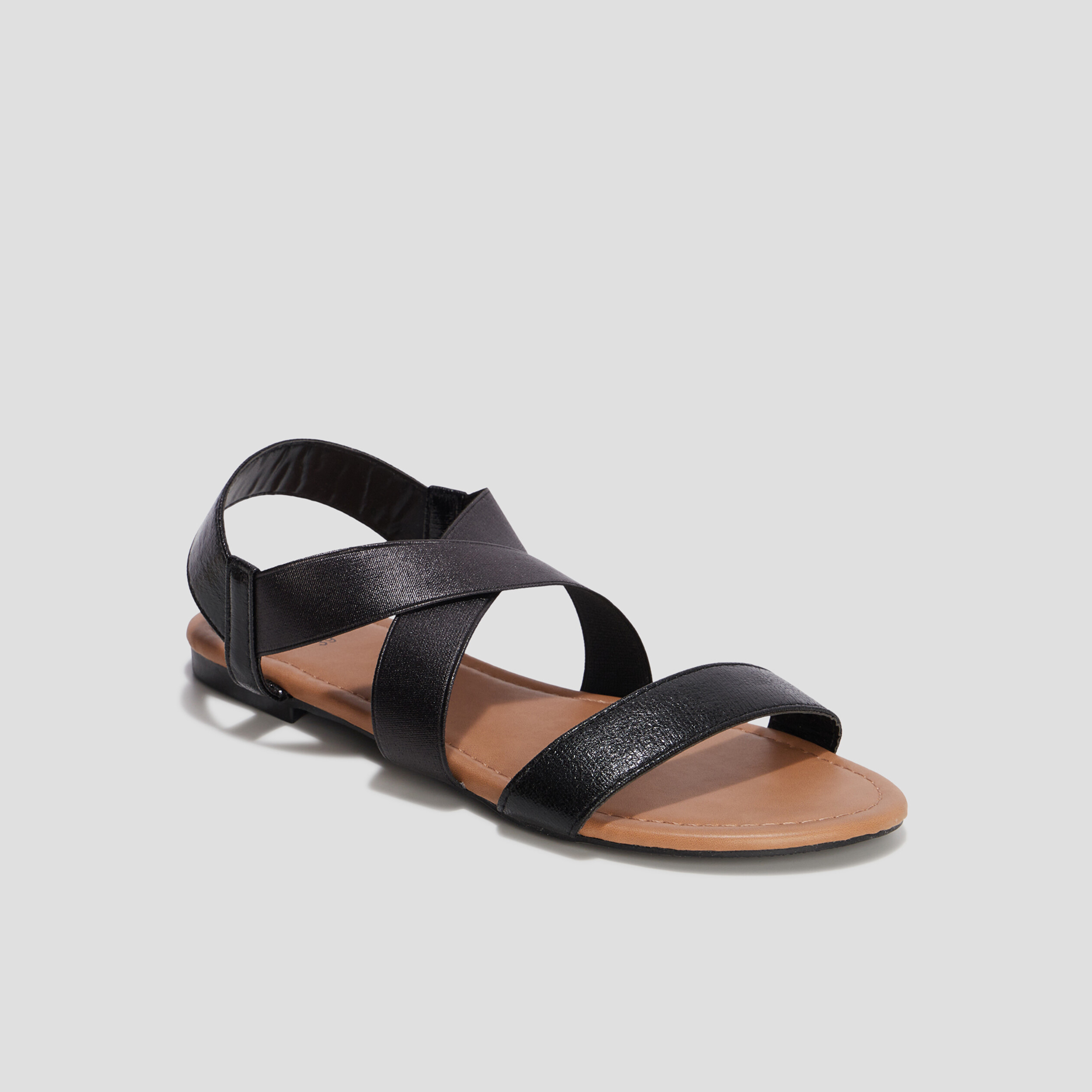 Sandales plates noir femme | La Halle