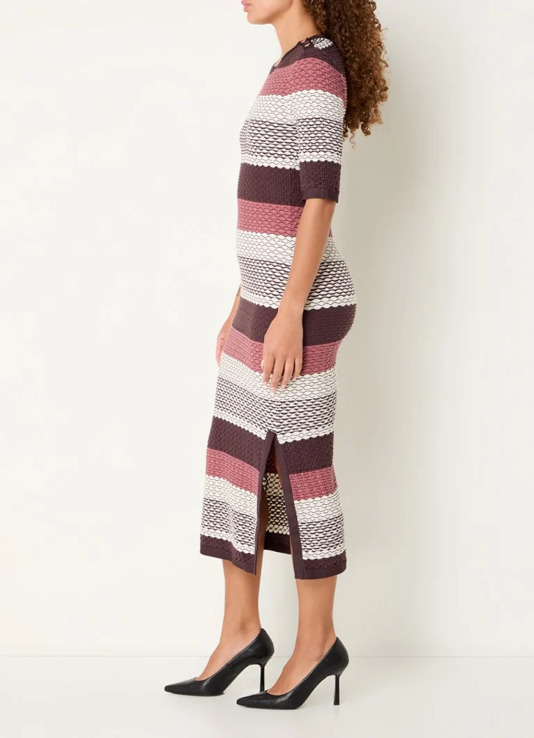 Vestido midi Etenah de HUGO BOSS, con estampado y textura de rayas.