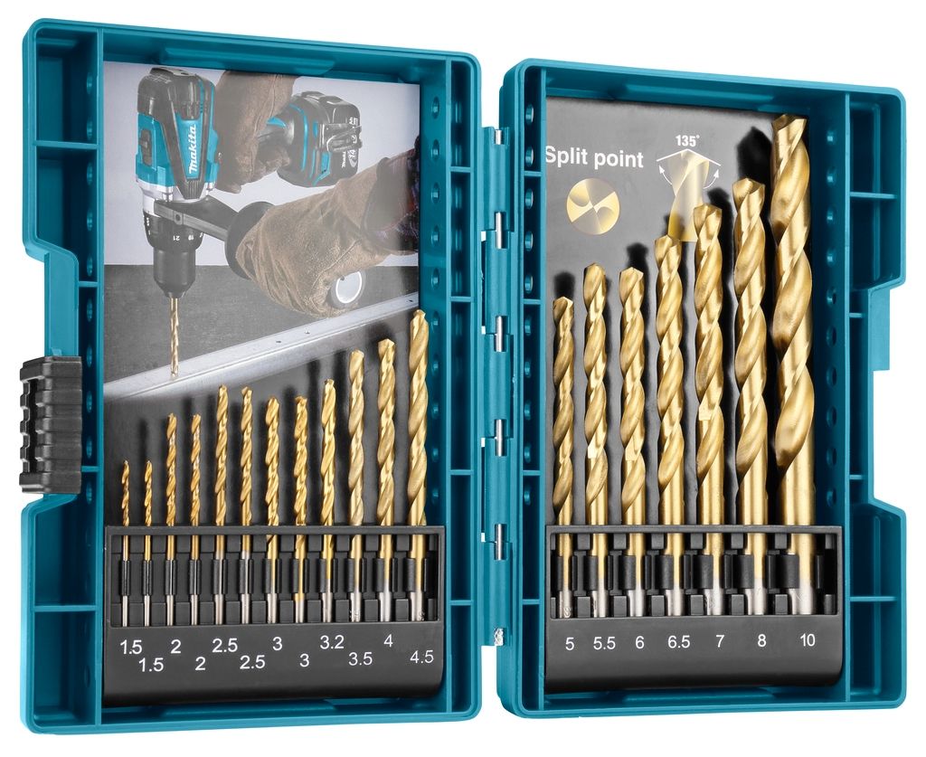 Zestaw wierteł do metalu HSS-TiN Makita Accessories D-67527, 19 elementów