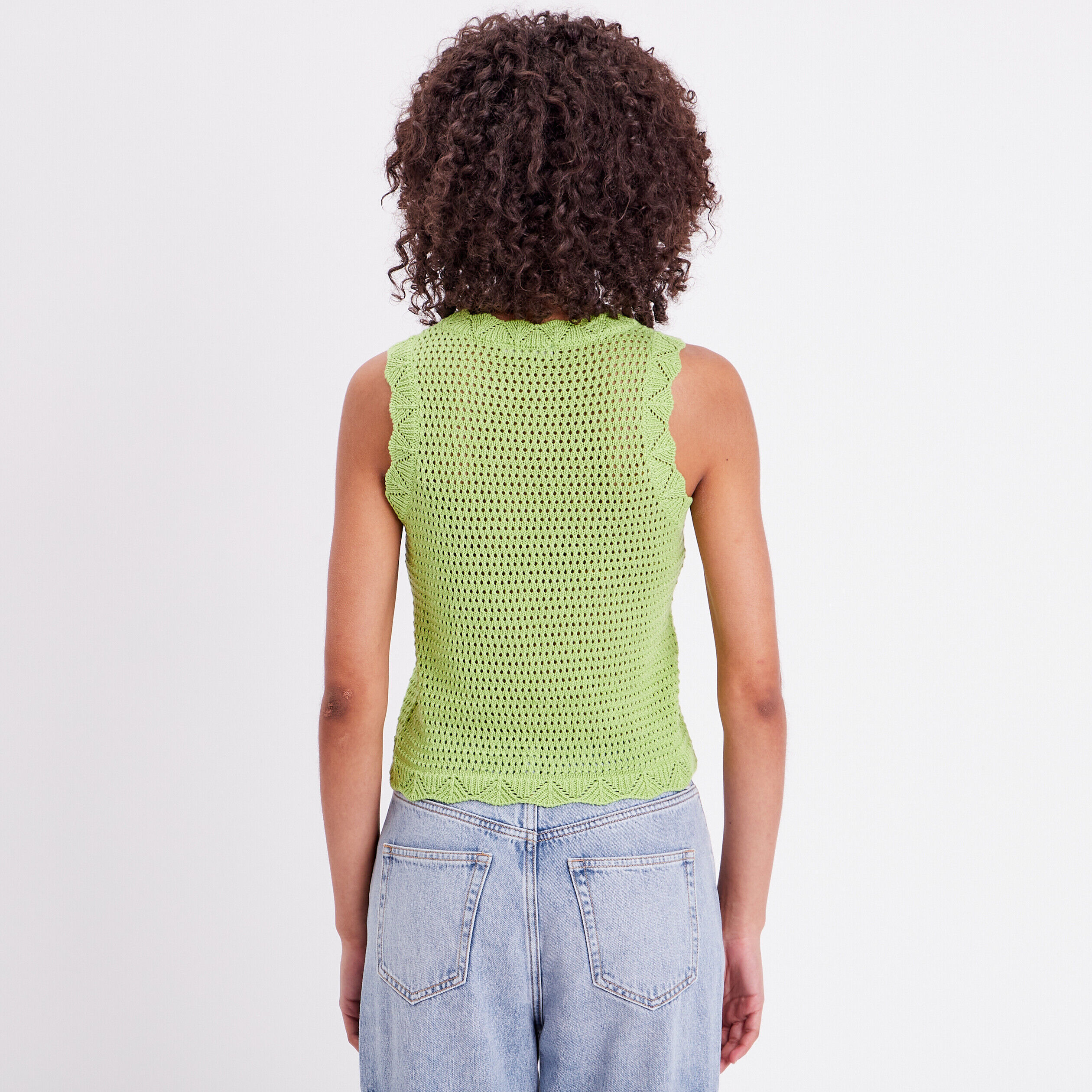 Débardeur aspect crochet vert femme | Cache Cache