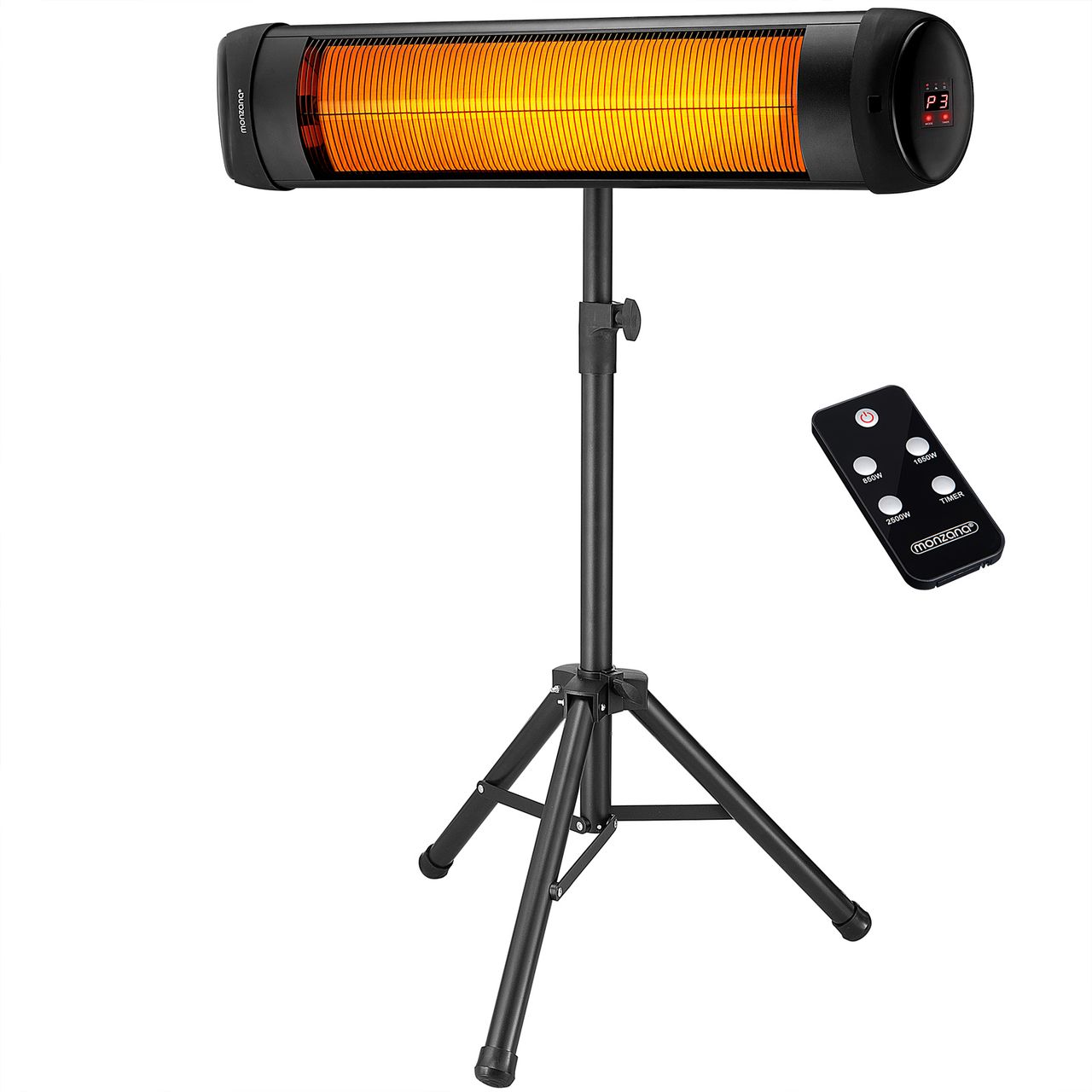 Casaria monzana® Heizstrahler MZH2500 Schwarz 2.500W mit Ständer
