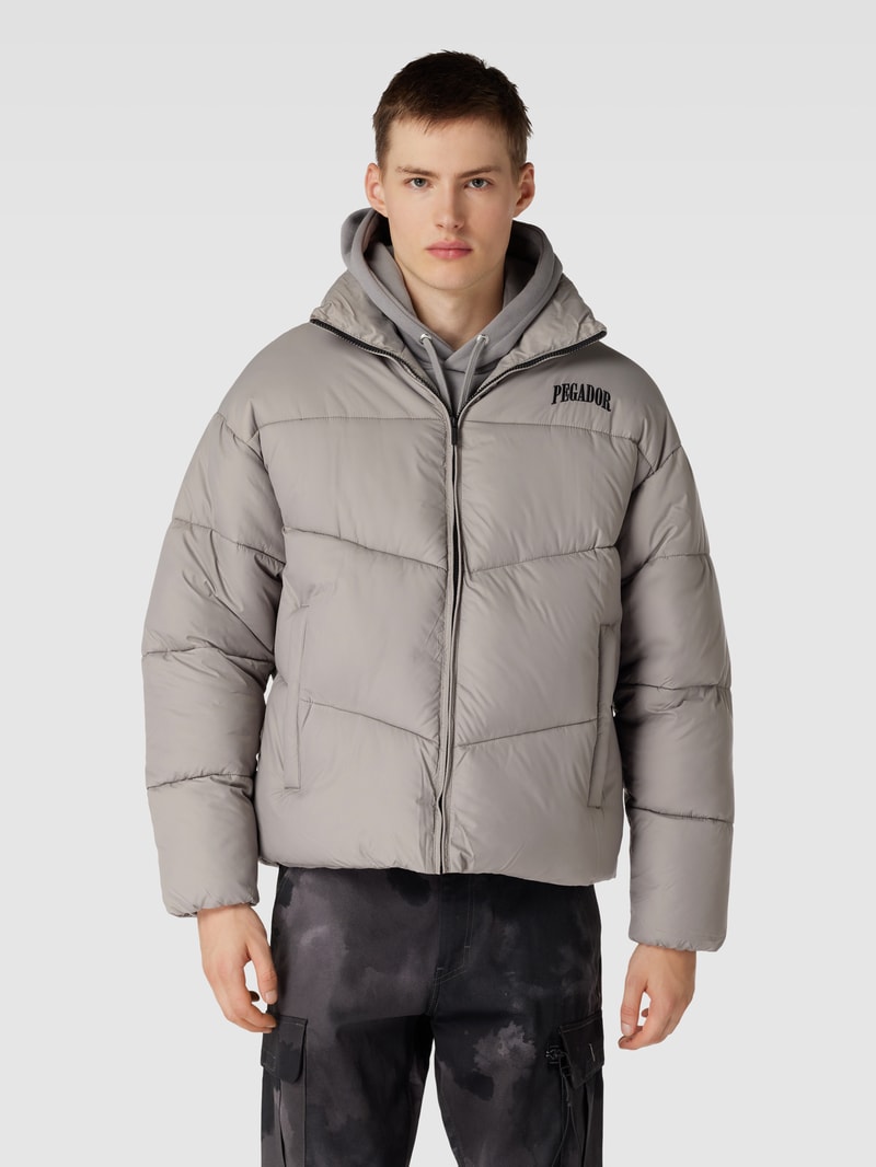 Steppjacke mit Label-Stitching Modell 'SPILLER' in mittelgrau