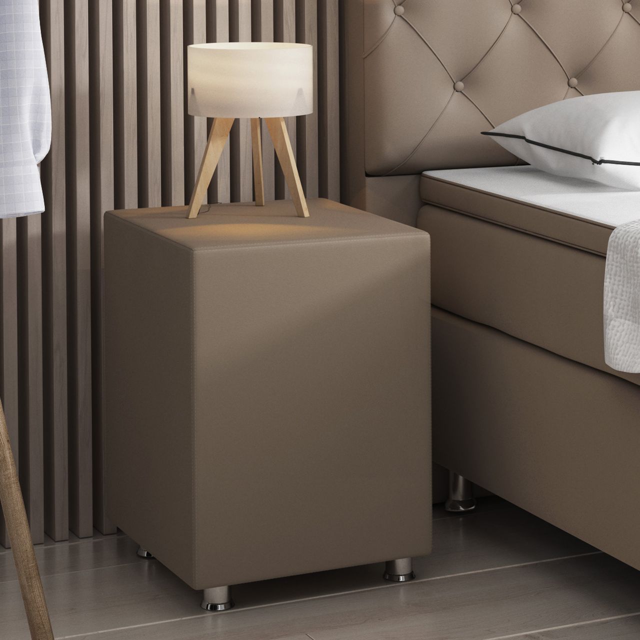 IHG IHG Nachttisch Hocker Kara Kunstleder muddy