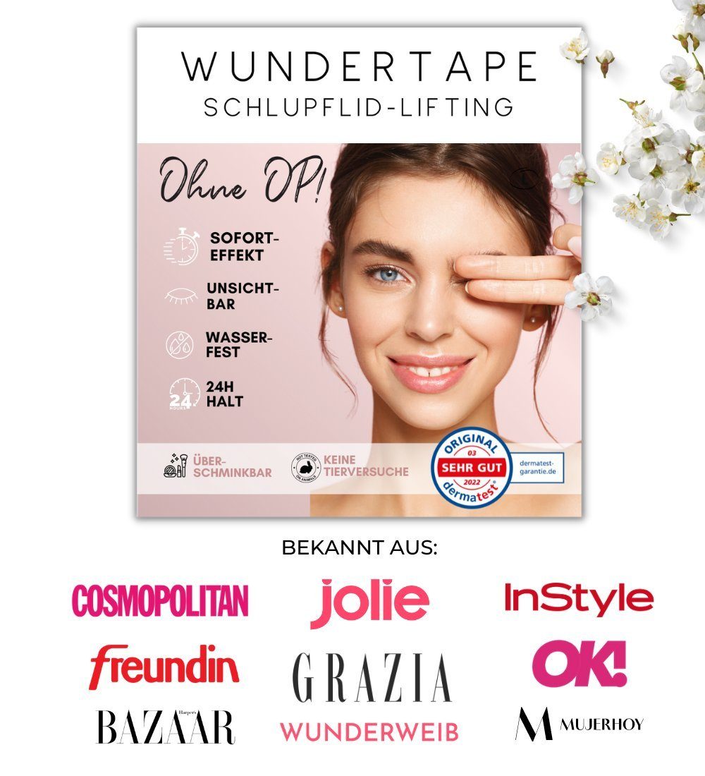 WUNDERTAPE Augenlid-Tape Wundertape Schlupflider Stripes für Augenlid-Lifting ohne OP (Packung, 240 St), unsichtbar, Schlupflid Tape, Schlupflider Stripes unsichtbar