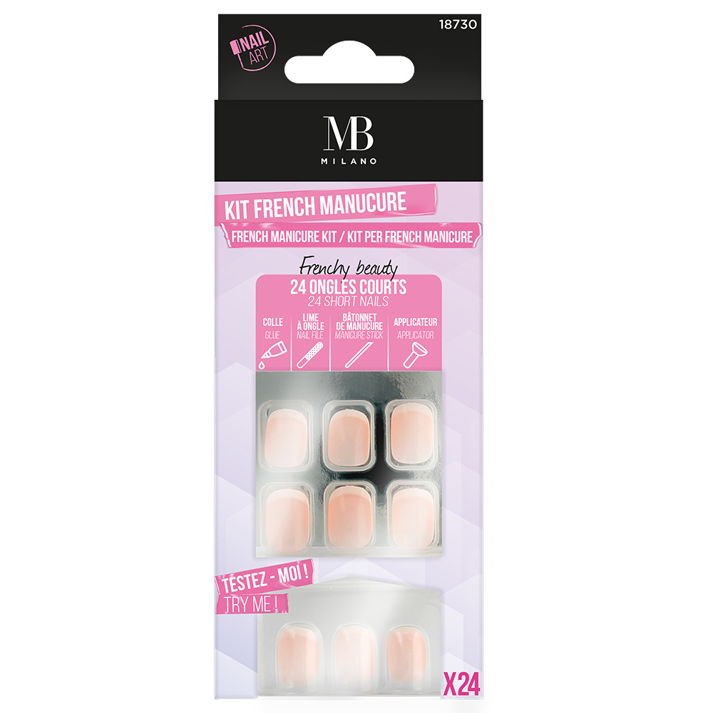 Mb Milano 24 FAUX-ONGLES FRENCH COURTS FAUX-ONGLES