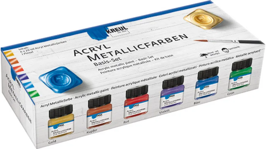 KREUL Acryl Metallicfarben Basis Set 120 ml