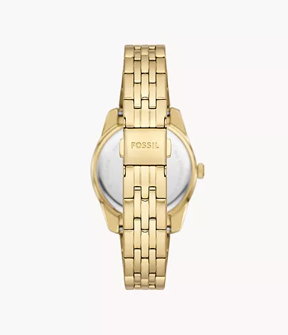 Fossil Uhr Scarlette 3-Zeiger-Werk Datum Edelstahl goldfarben