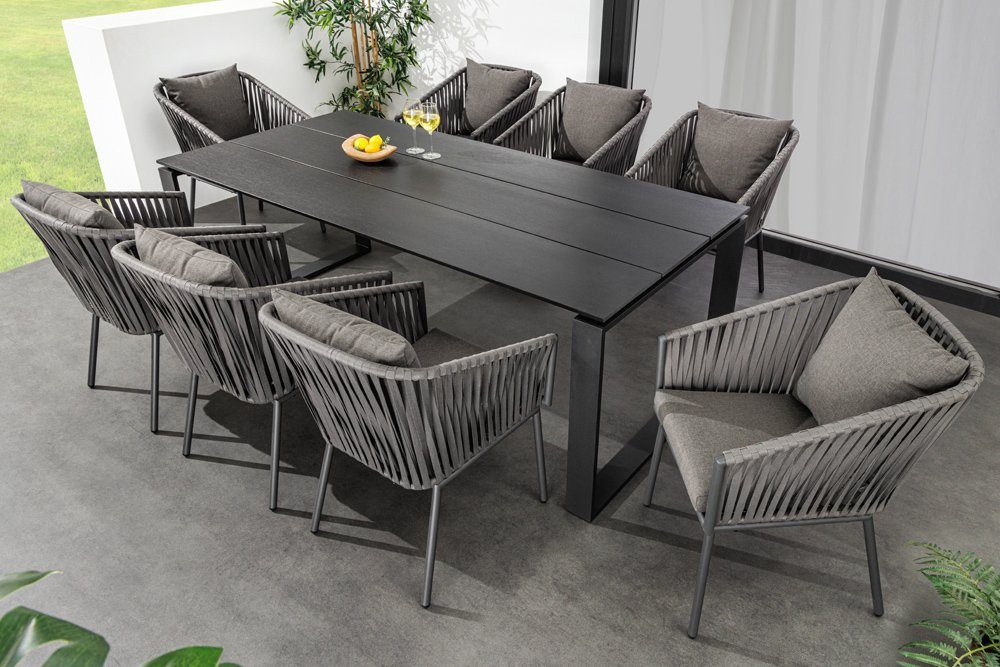 riess-ambiente Gartenstuhl ROPE grau (Einzelartikel, 1 St), Design · Outdoor · Indoor · Aluminium · Armlehnen · Balkon · Terrasse
