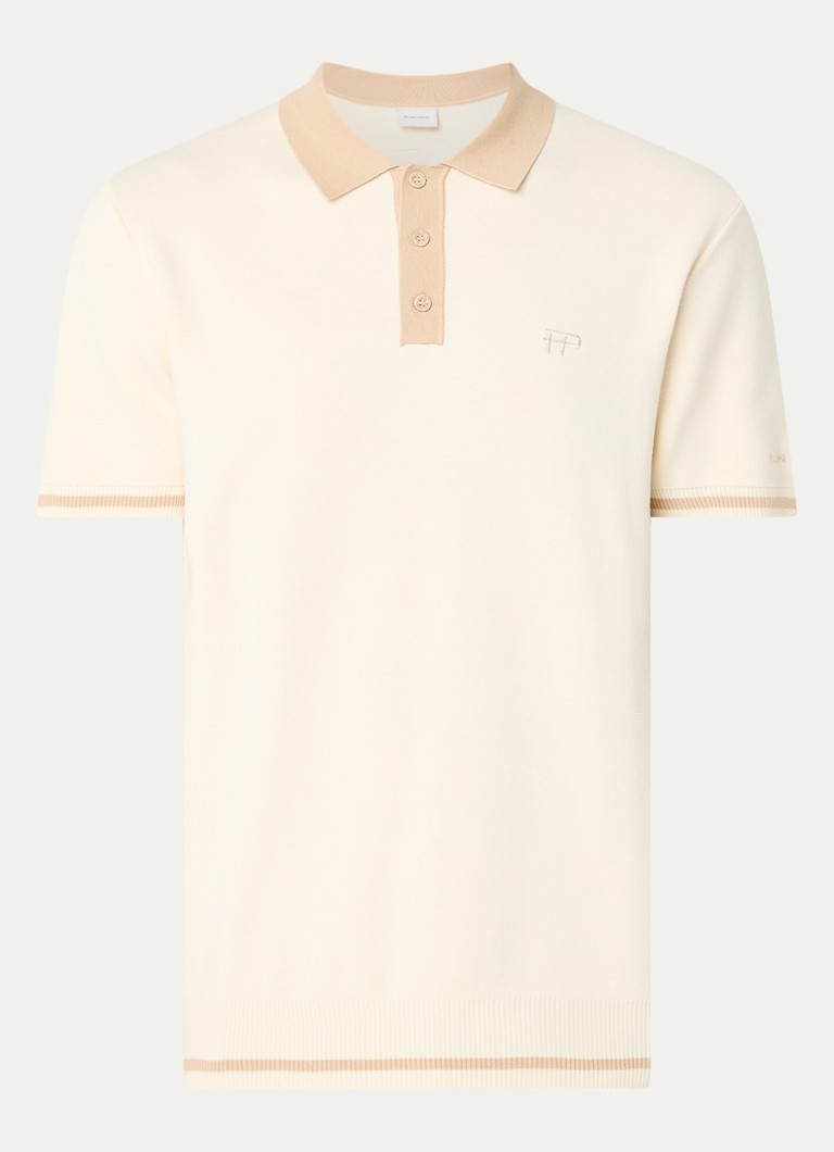 Filling Pieces Fino pletena polo majica regularnog kroja s vezom logotipa