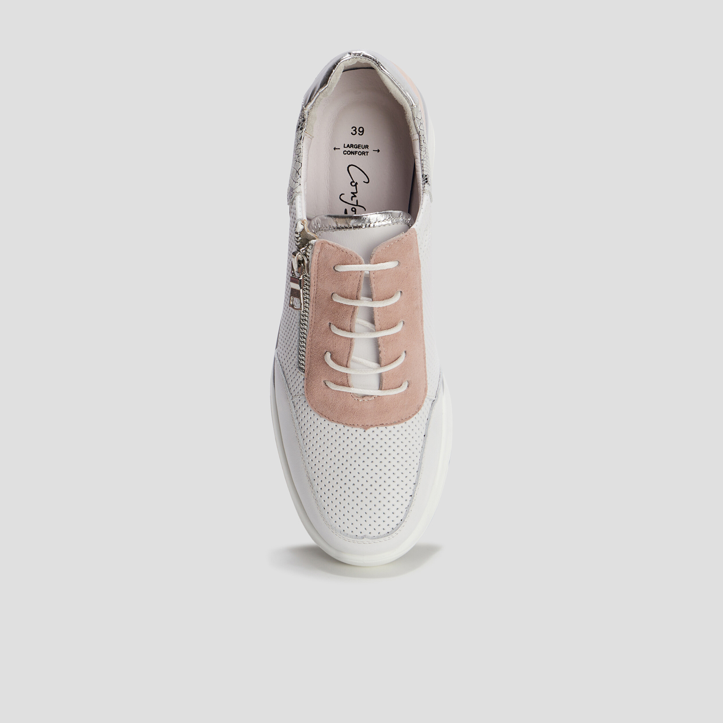 Baskets pied large en cuir Confortissimo rose femme | La Halle