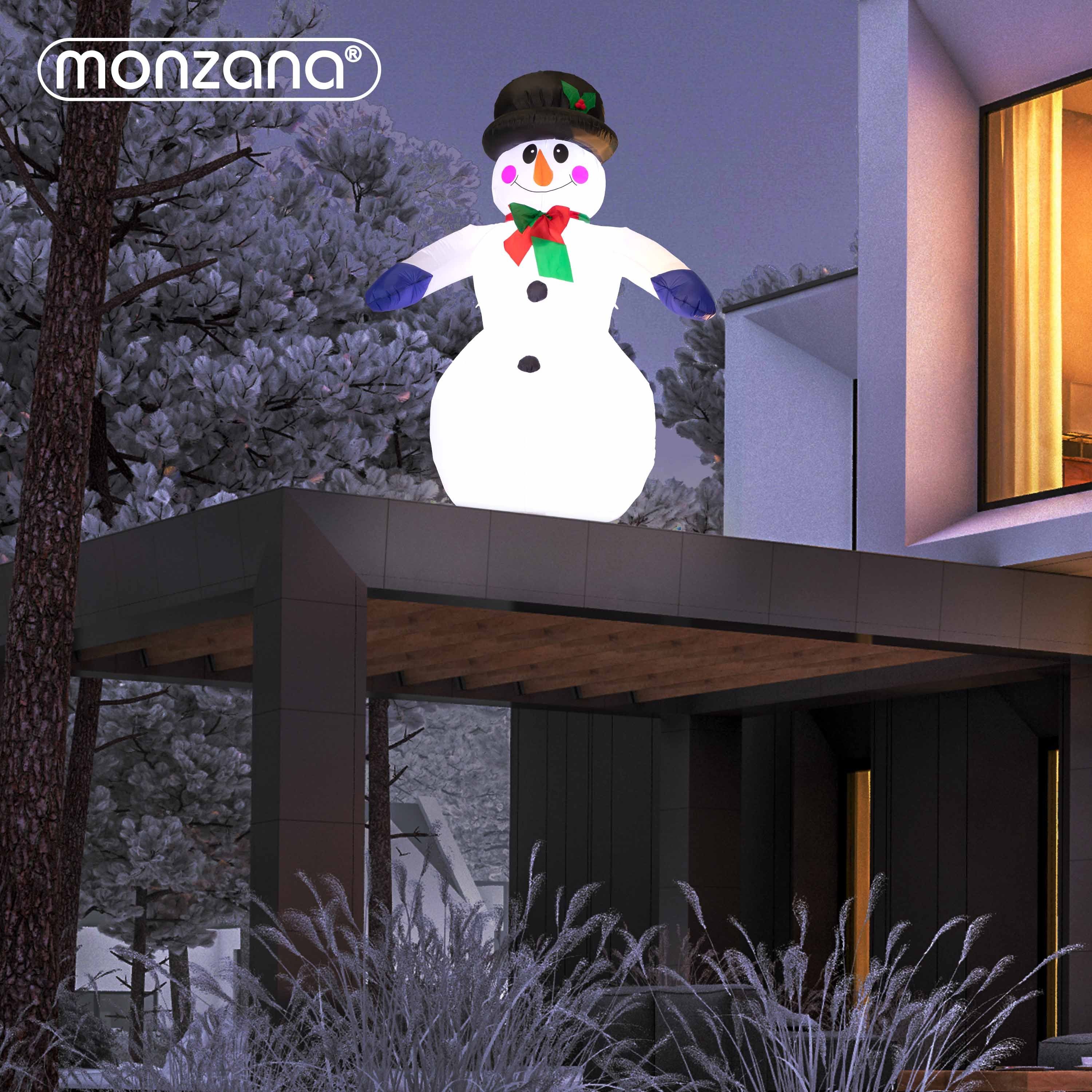 monzana Schneemann, Aufblasbarer XXL 240cm LED Beleuchtet Befestigungsmaterial IP44 Außen