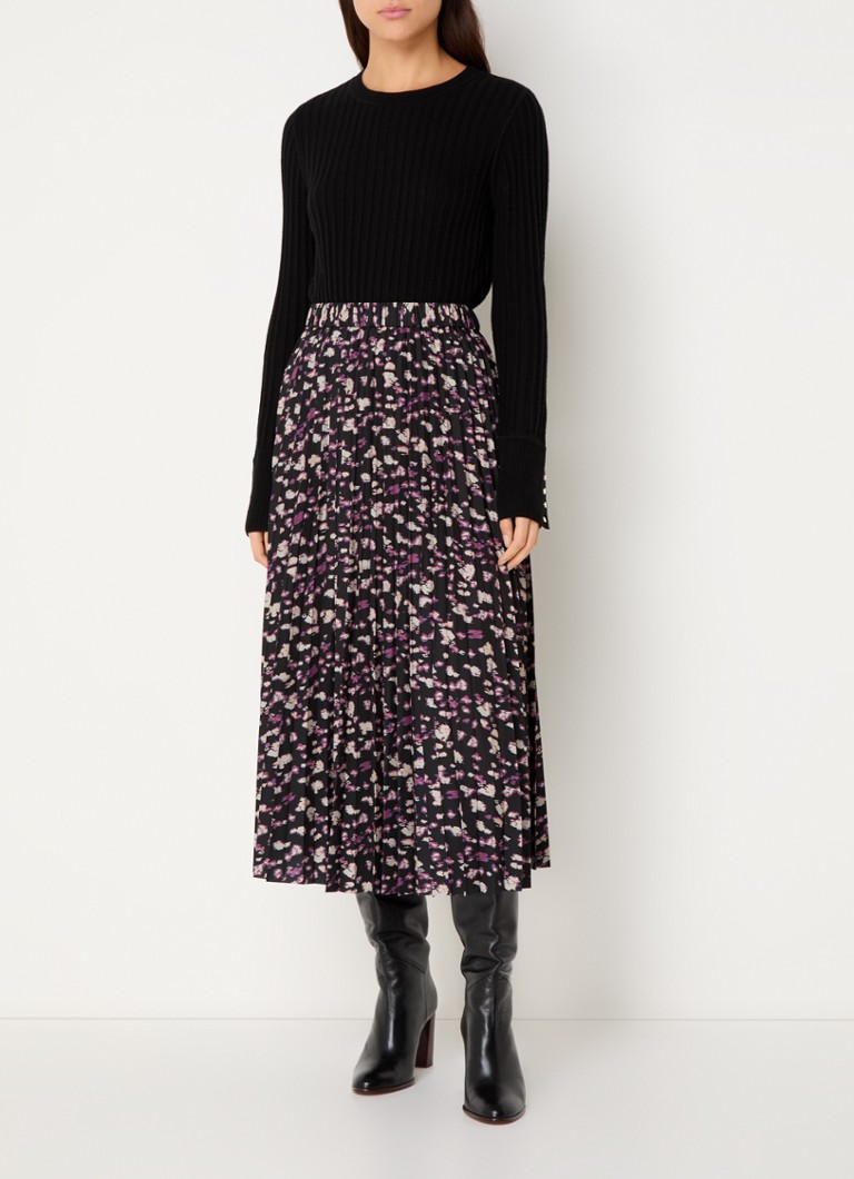 ba&sh Malicia midi pleated skirt with print