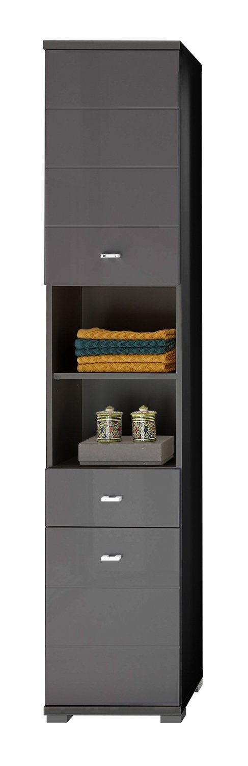 Badezimmerspiegelschrank Hochschrank, PAT, Schwarz, B 38 cm, T 30 cm