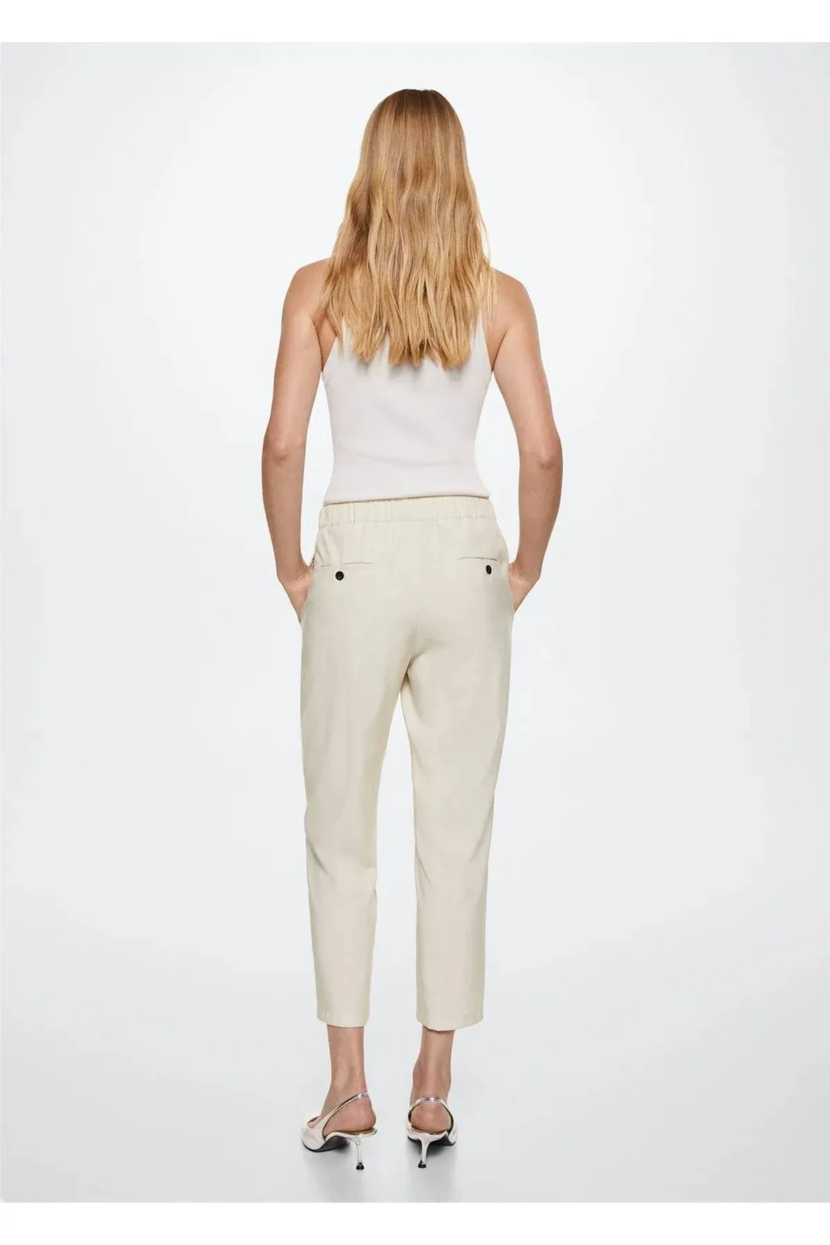 MANGO  Ecrufarbene Damenhose 37085819
