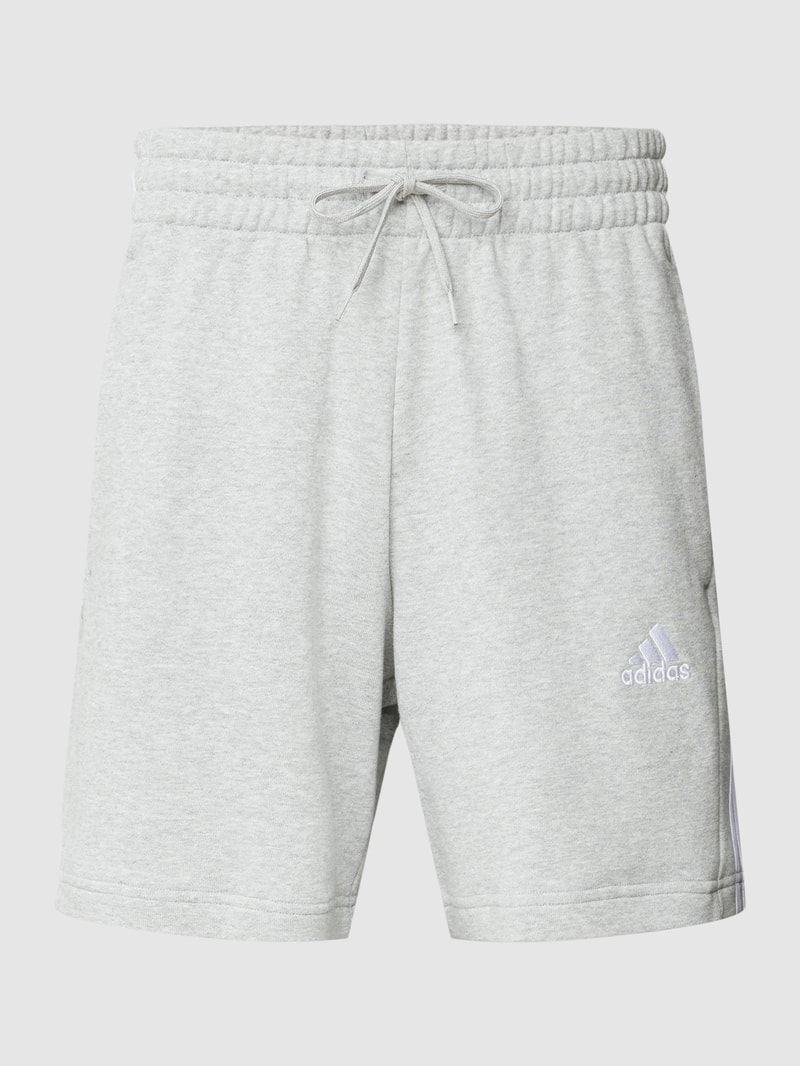 Sweatshorts mit Label-Stitching in hellgrau meliert