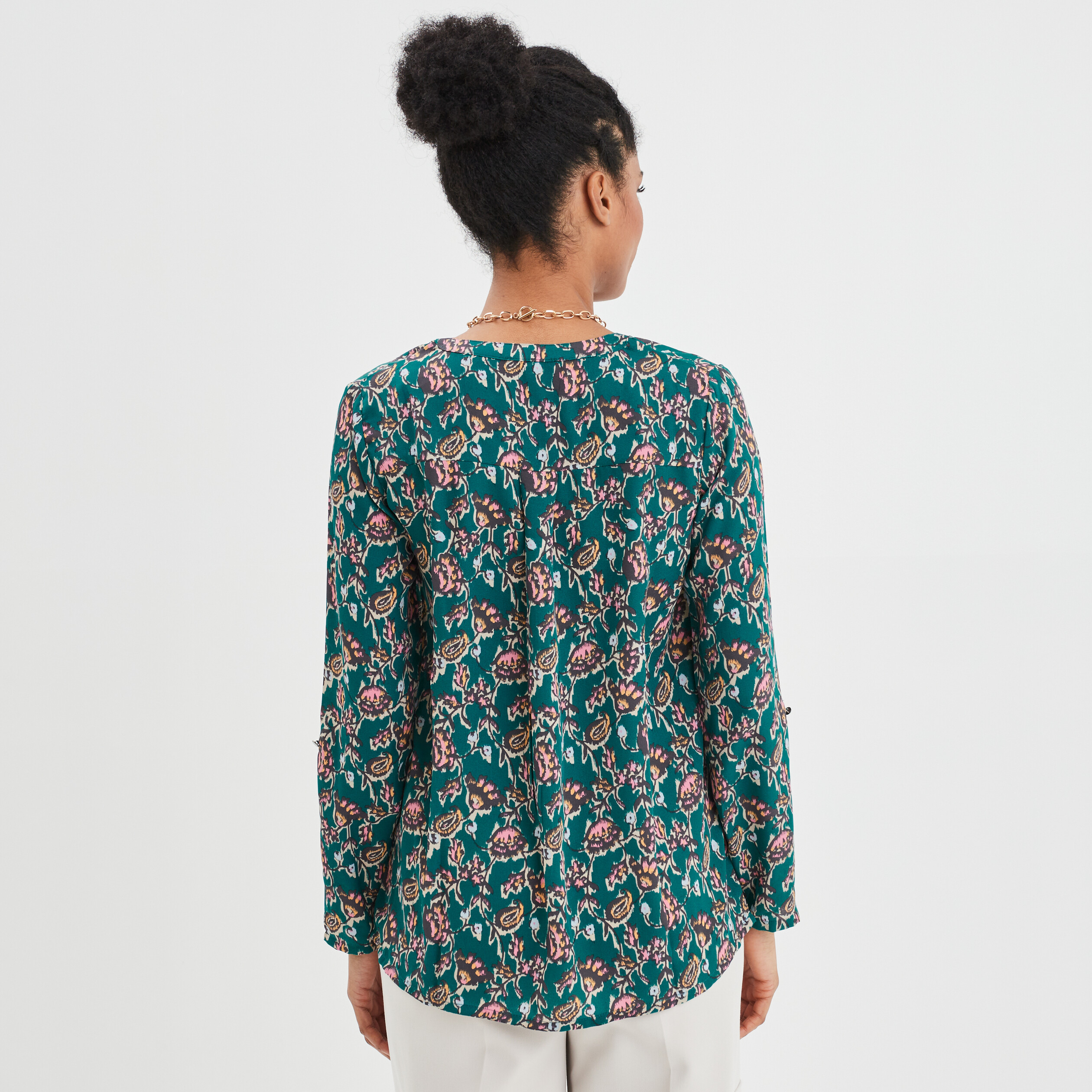 Blouse manches longues vert foncé femme | La Halle