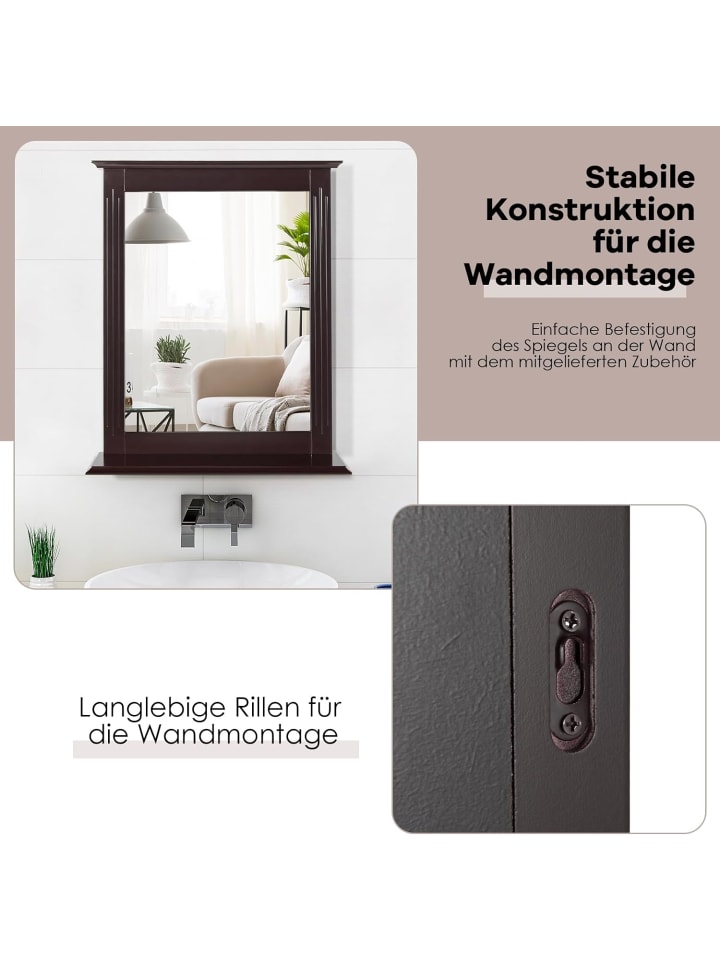 COSTWAY Badezimmerspiegel in Braun günstig kaufen onesize