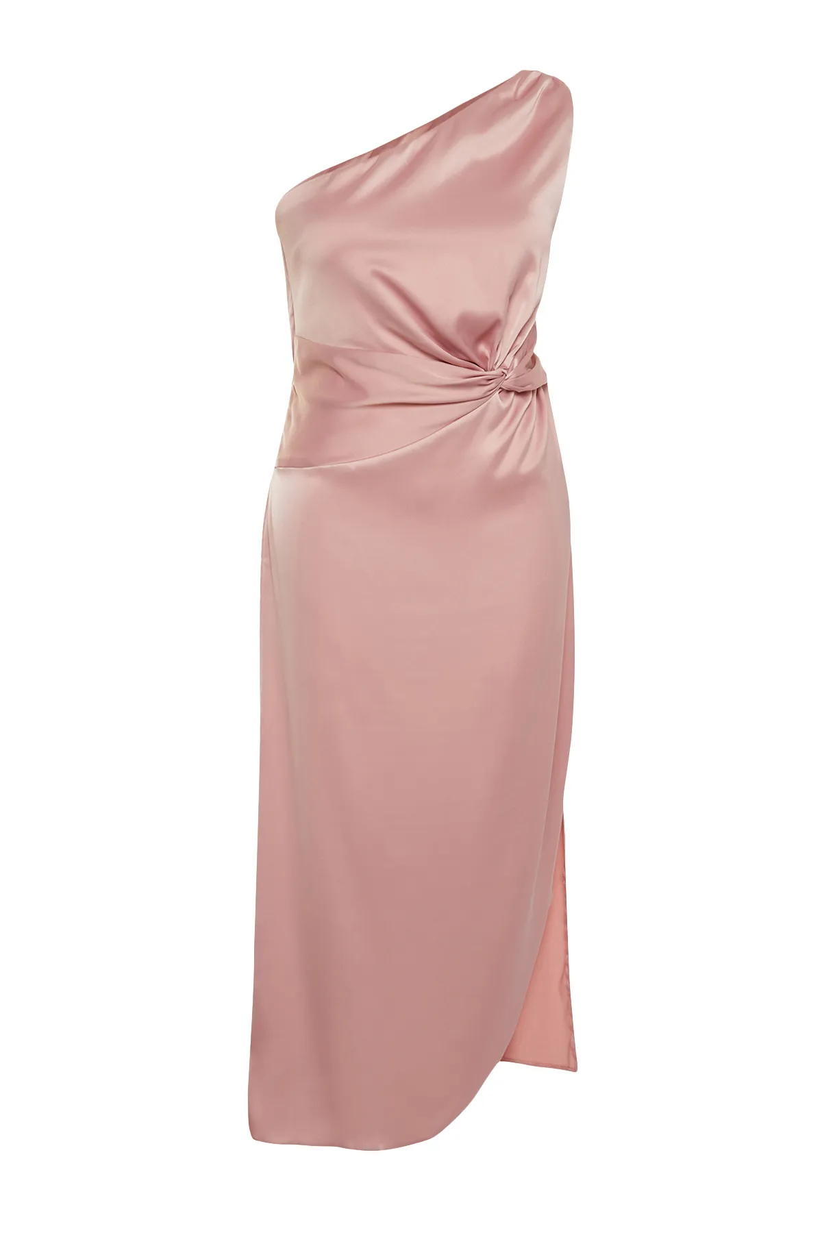 Trendyol Curve  Rosa gewebtes Satinkleid TBBSS24AH00113
