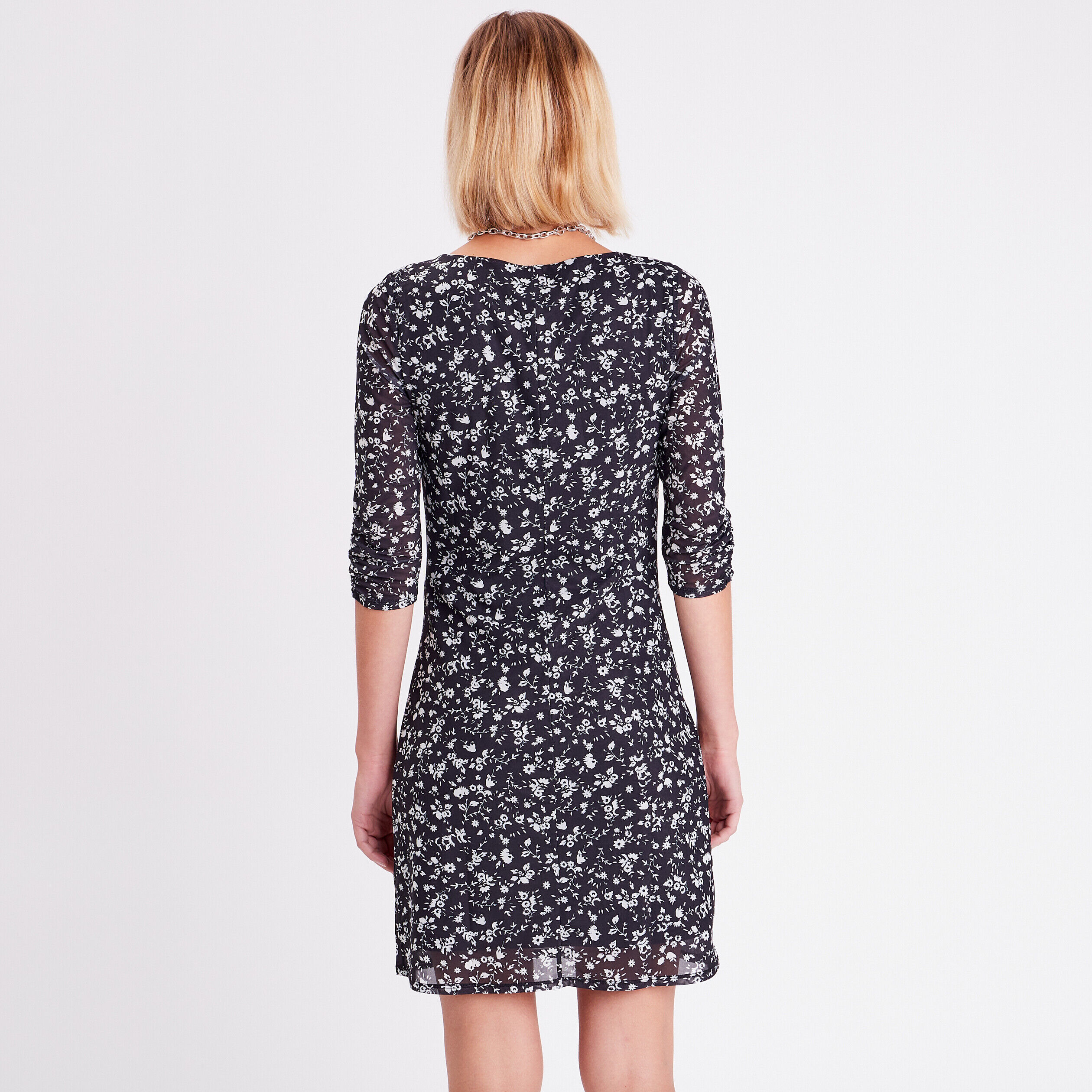 Robe droite manches 3/4 noir femme | Cache Cache
