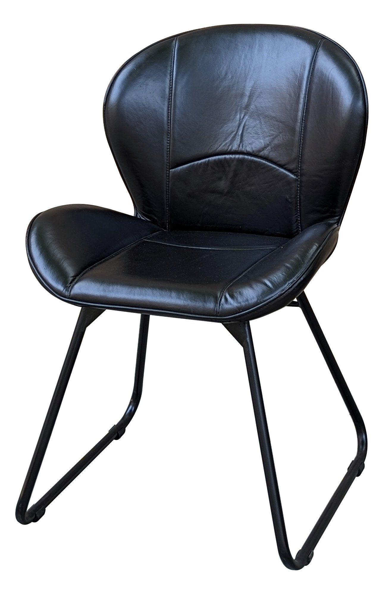 Casa Moro Polsterstuhl Lederstuhl Alessandro Esszimmerstuhl Echt Leder (Retro Stuhl in Braun Beige Schwarz), handgefertigt