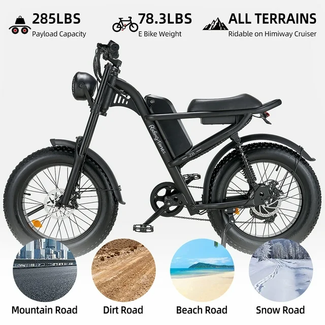 Ridingtimes Z8 Snow Ebikes for Adults, 20 Fat Tire, 1500W Motor, 28Mph, 6 Layer Full Suspension