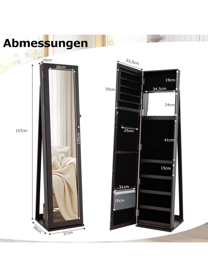COSTWAY Schmuckschrank abschließbar 157cm in Taupe günstig kaufen onesize
