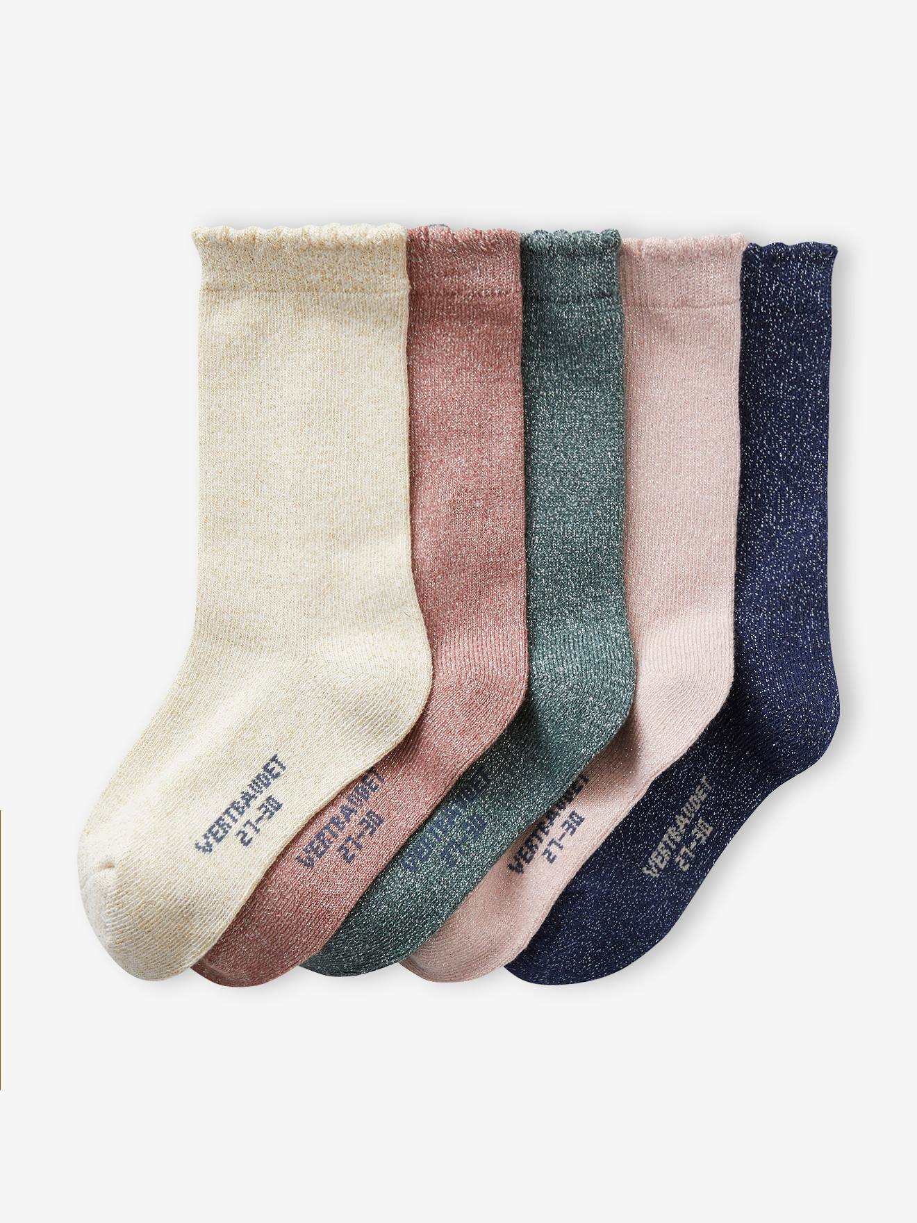 Lot de 5 paires de chaussettes scintillante fille or