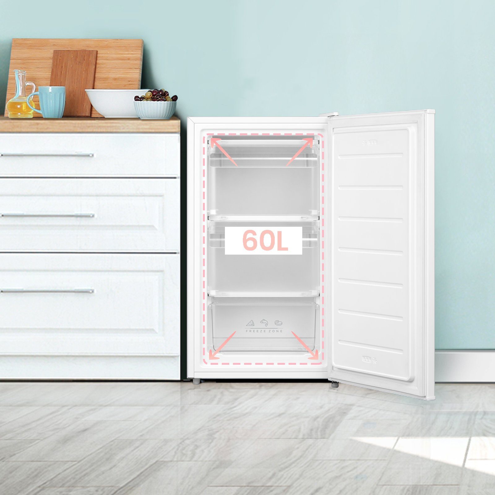 comfee Gefrierschrank RCU60WH2(E), 47.5 cm hoch, 84.5 cm breit