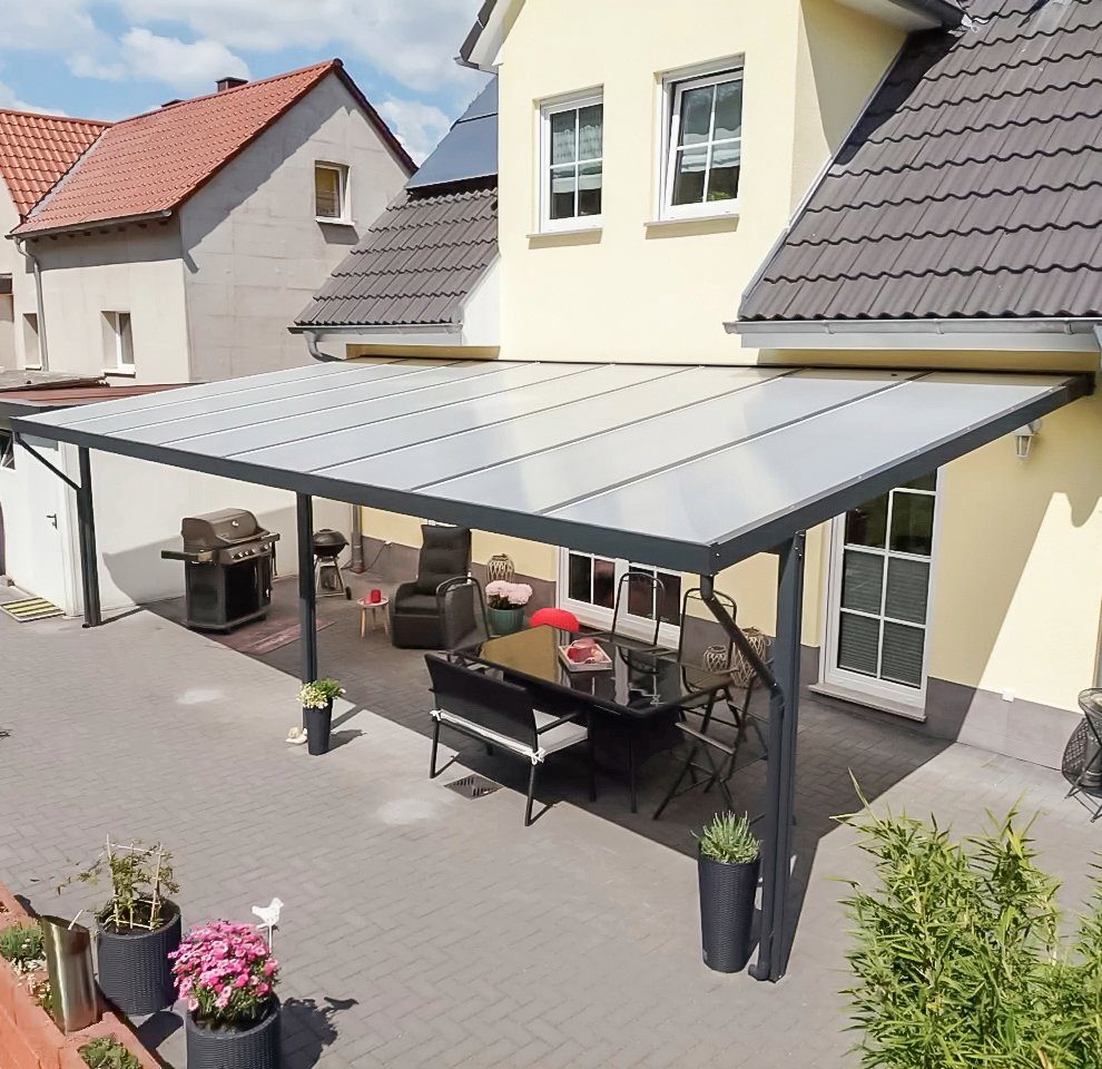 GUTTA Terrassendach Premium, BxT: 812,5x406 cm, Bedachung Dachplatten, BxT: 813x406 cm, Dach Acryl Klima blue