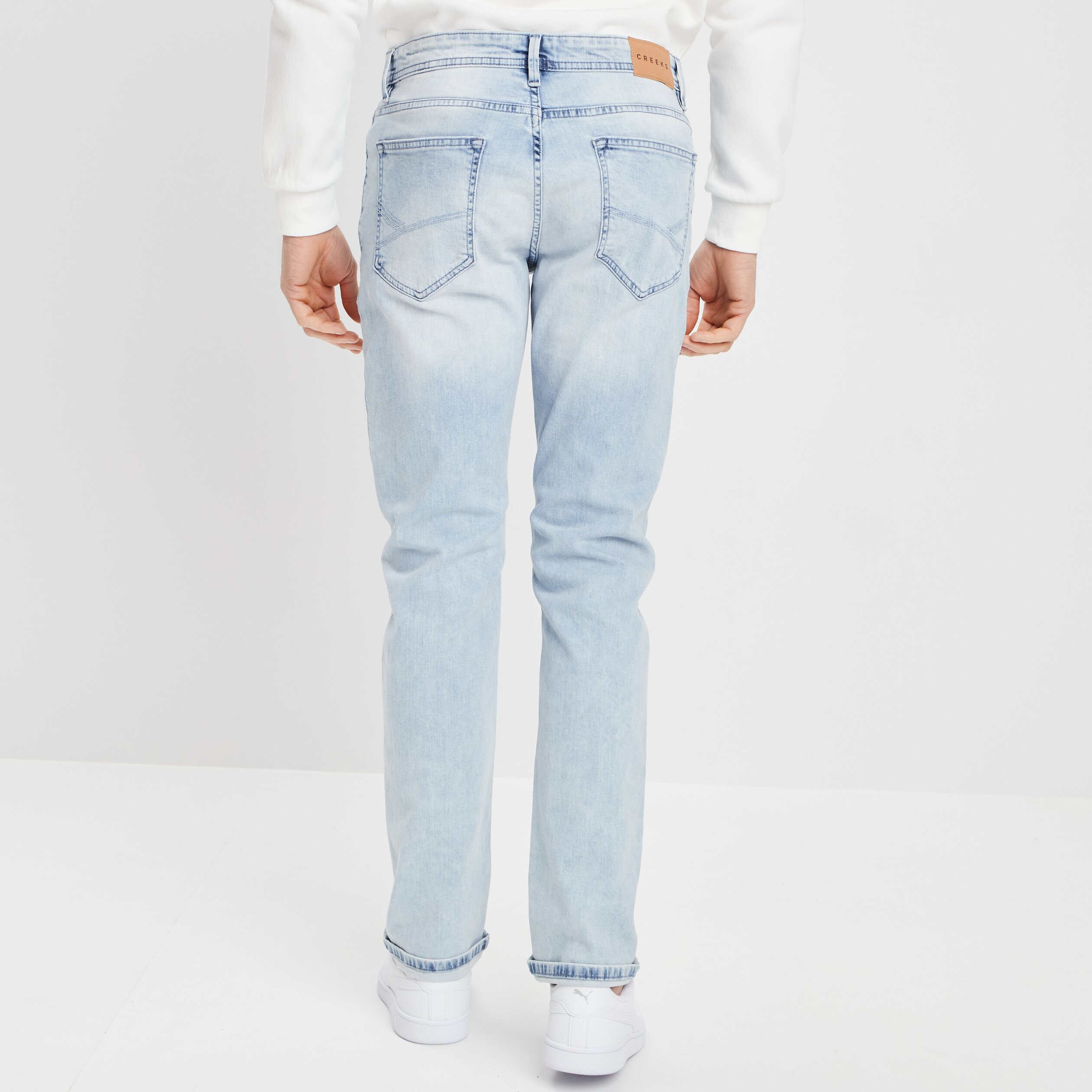 Jeans regular stretch Creeks denim bleach homme | La Halle