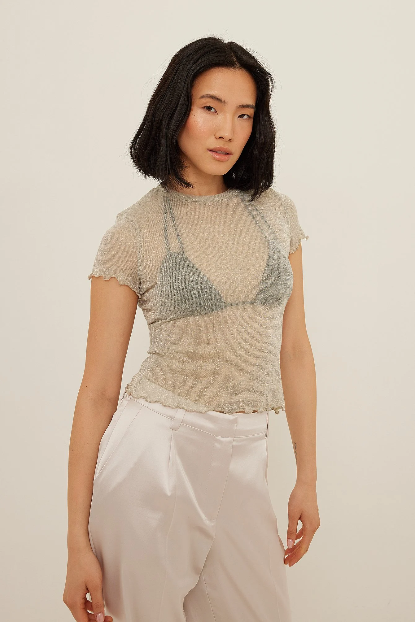 Kurzärmeliges Lurex-Top